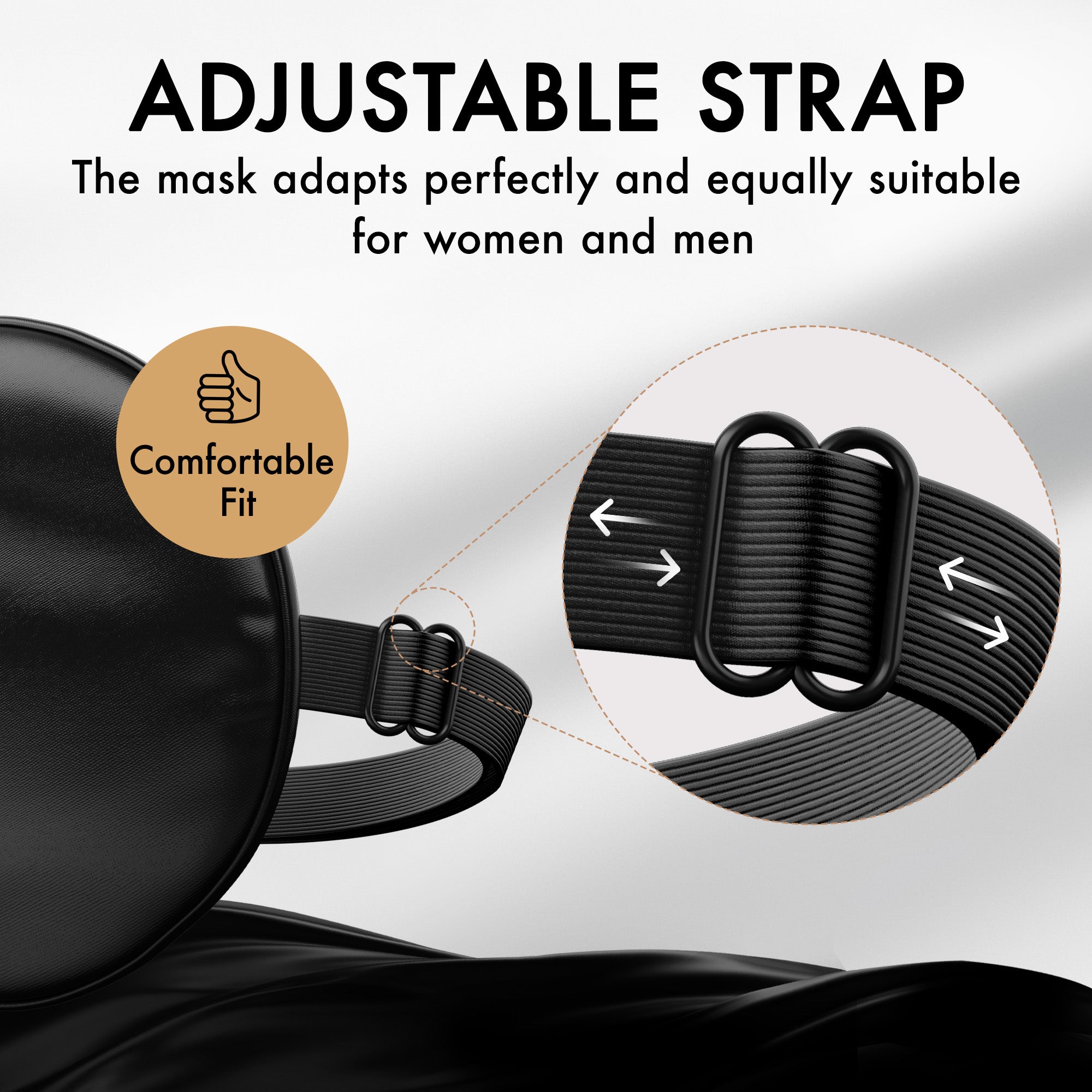 Liebesfreunde Augenmaske aus echter Seide, schwarz