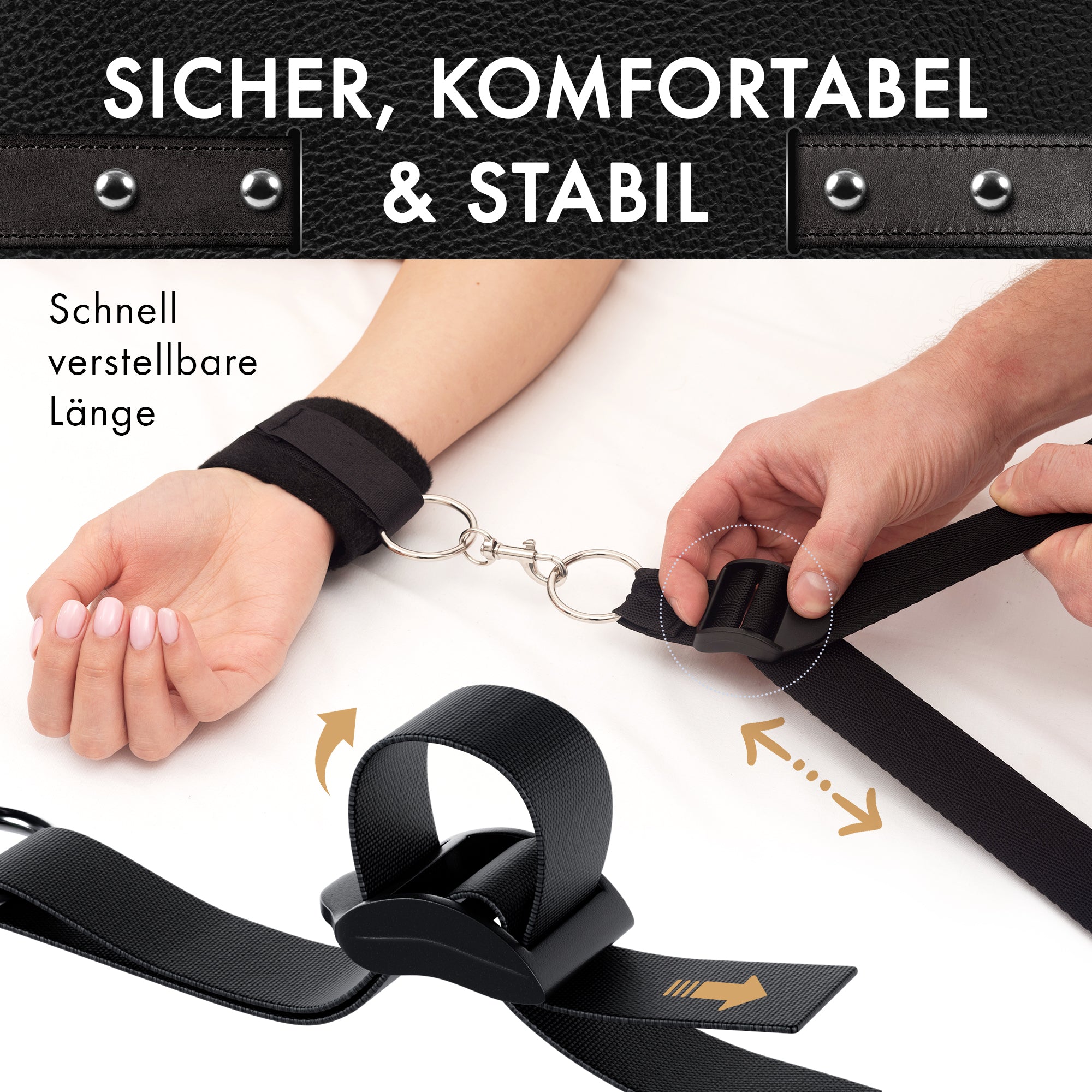 Liebesfreunde Bondage Bettfessel-Set inkl. Augenbinde Modell Easyfix