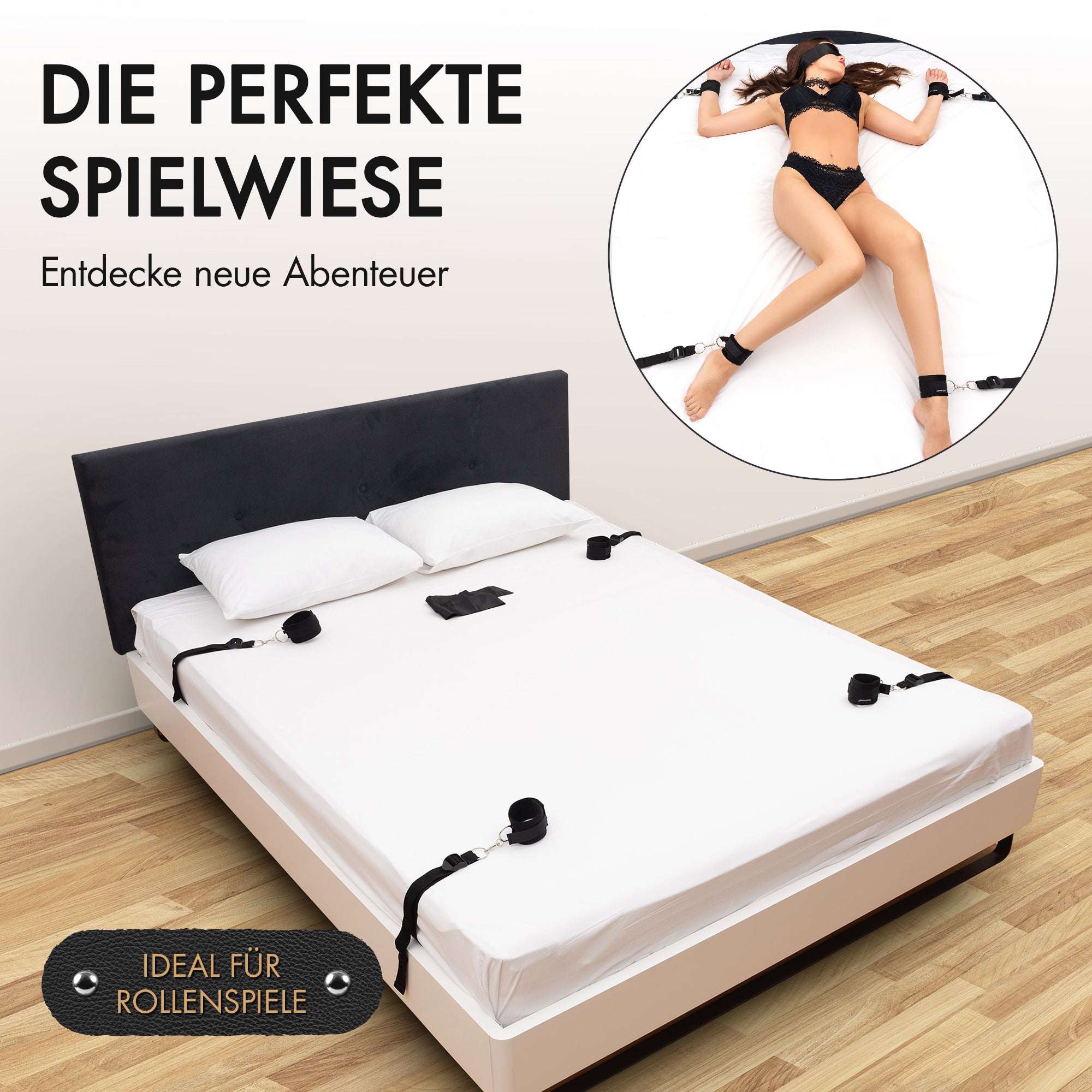 Liebesfreunde Bondage Bettfessel-Set inkl. Augenbinde Modell Easyfix