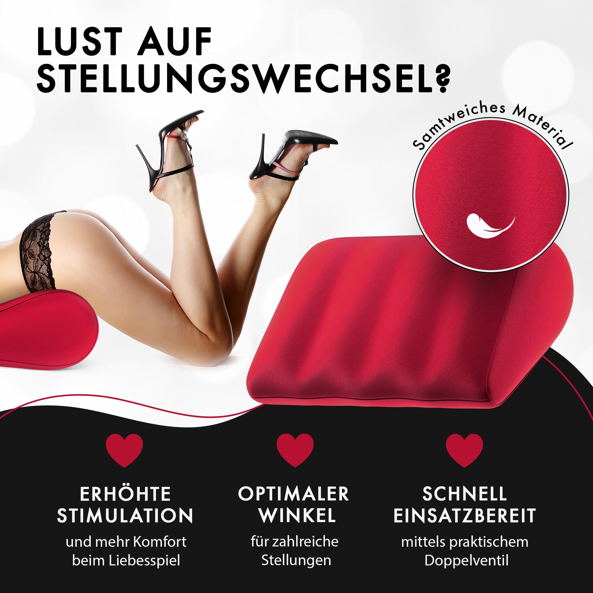 Liebesfreunde Aufblasbares Sexkissen für erotische Stellungen, rot