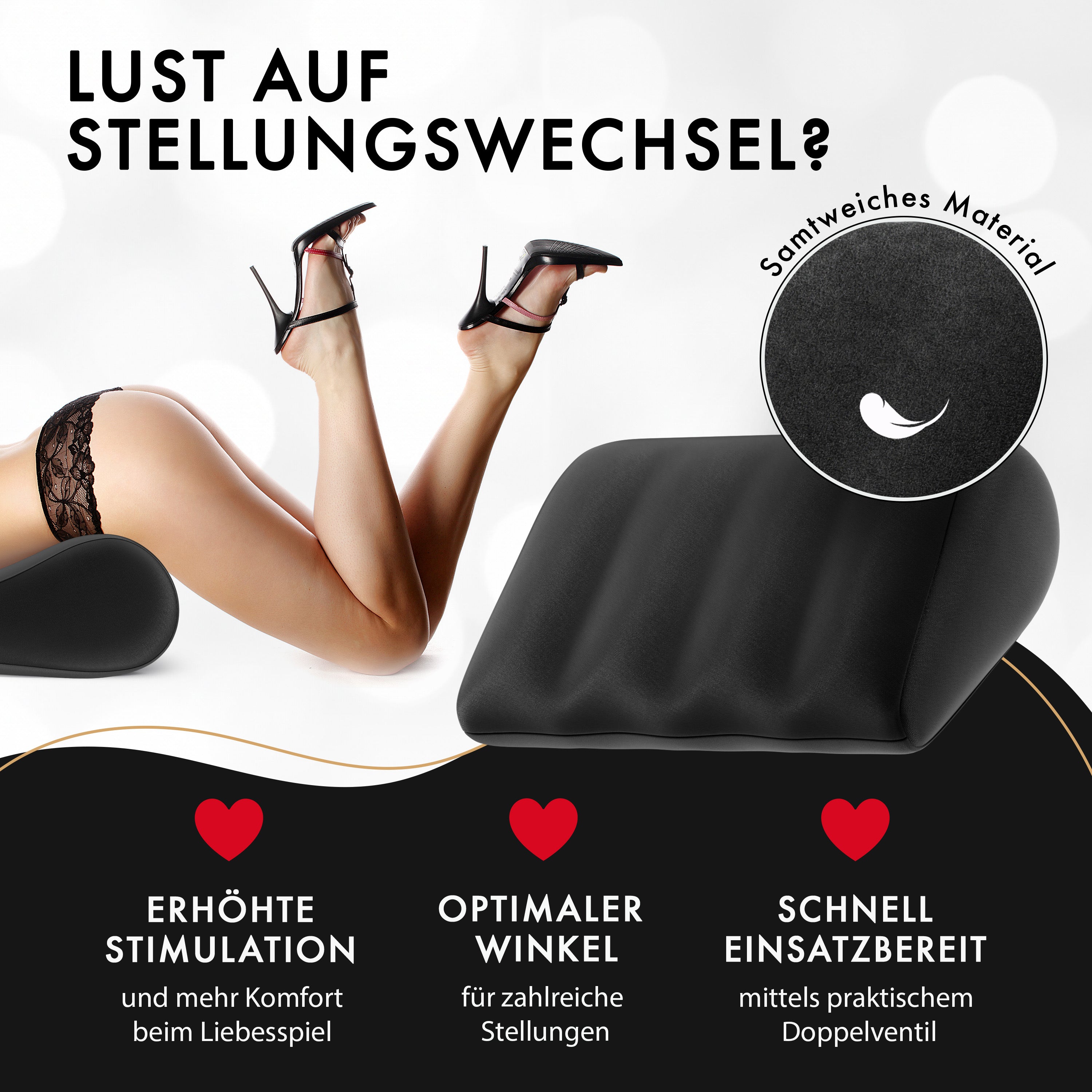 liebesfreunde® Sex Lendenkissen für mehr Spaß - Kissen (aufblasbar) für Sexstellungen - Sexspielzeug für Paare, schwarz