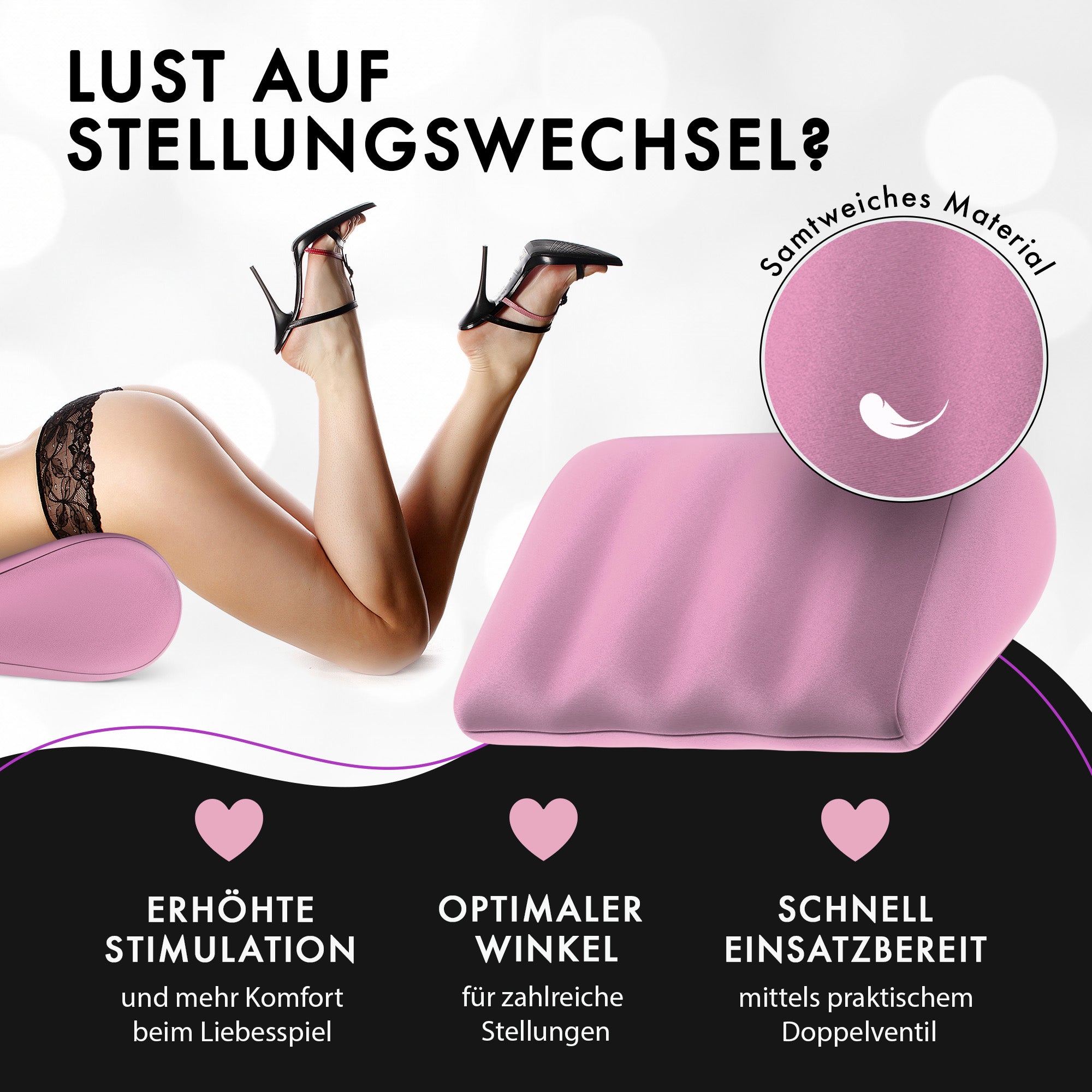 Liebesfreunde Aufblasbares Sexkissen mit Bezug für erotische Stellungen, rosa