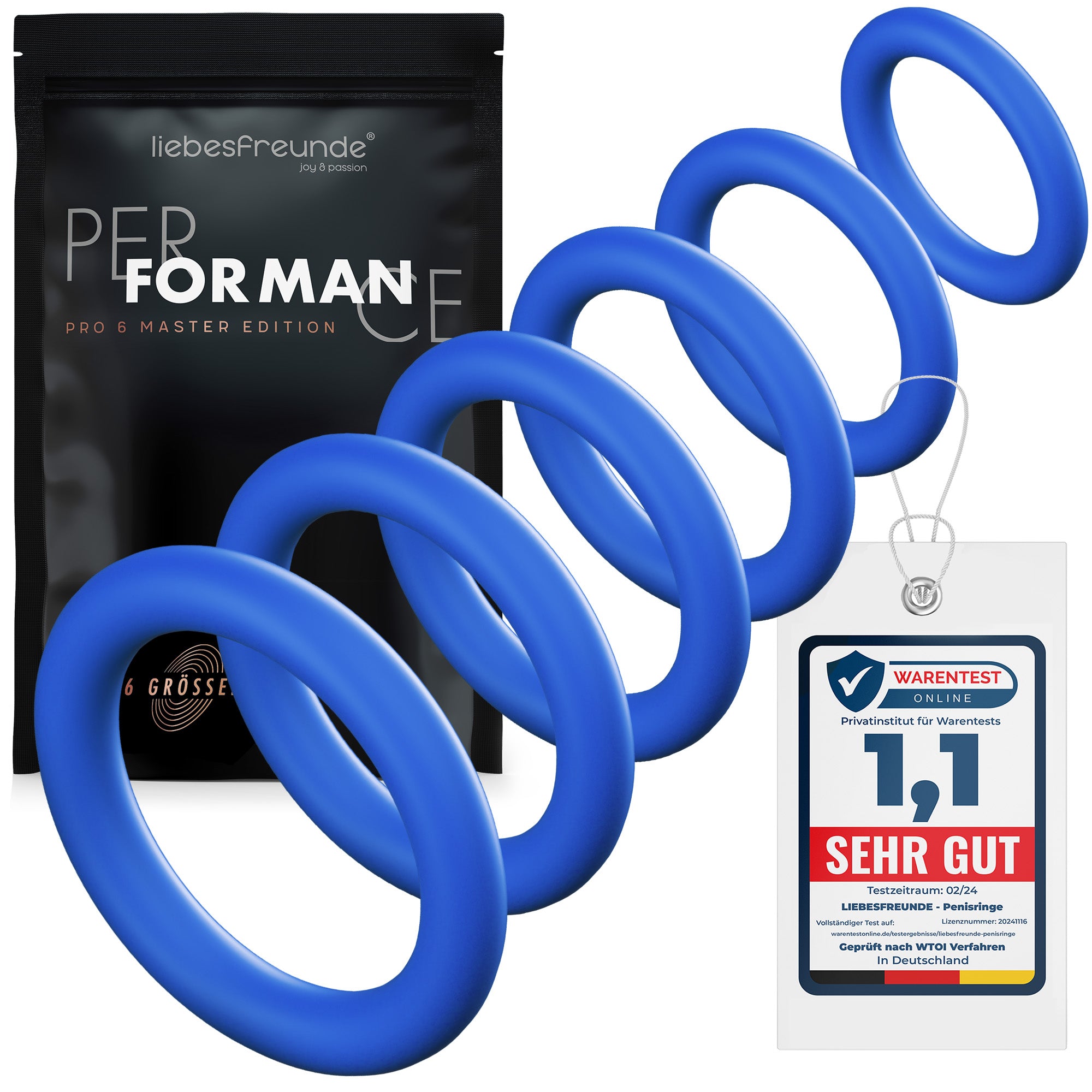 liebesfreunde® Silikon Penisringe Sex Spielzeug für Männer - Cockring Sexspielzeug für den Mann (blau)