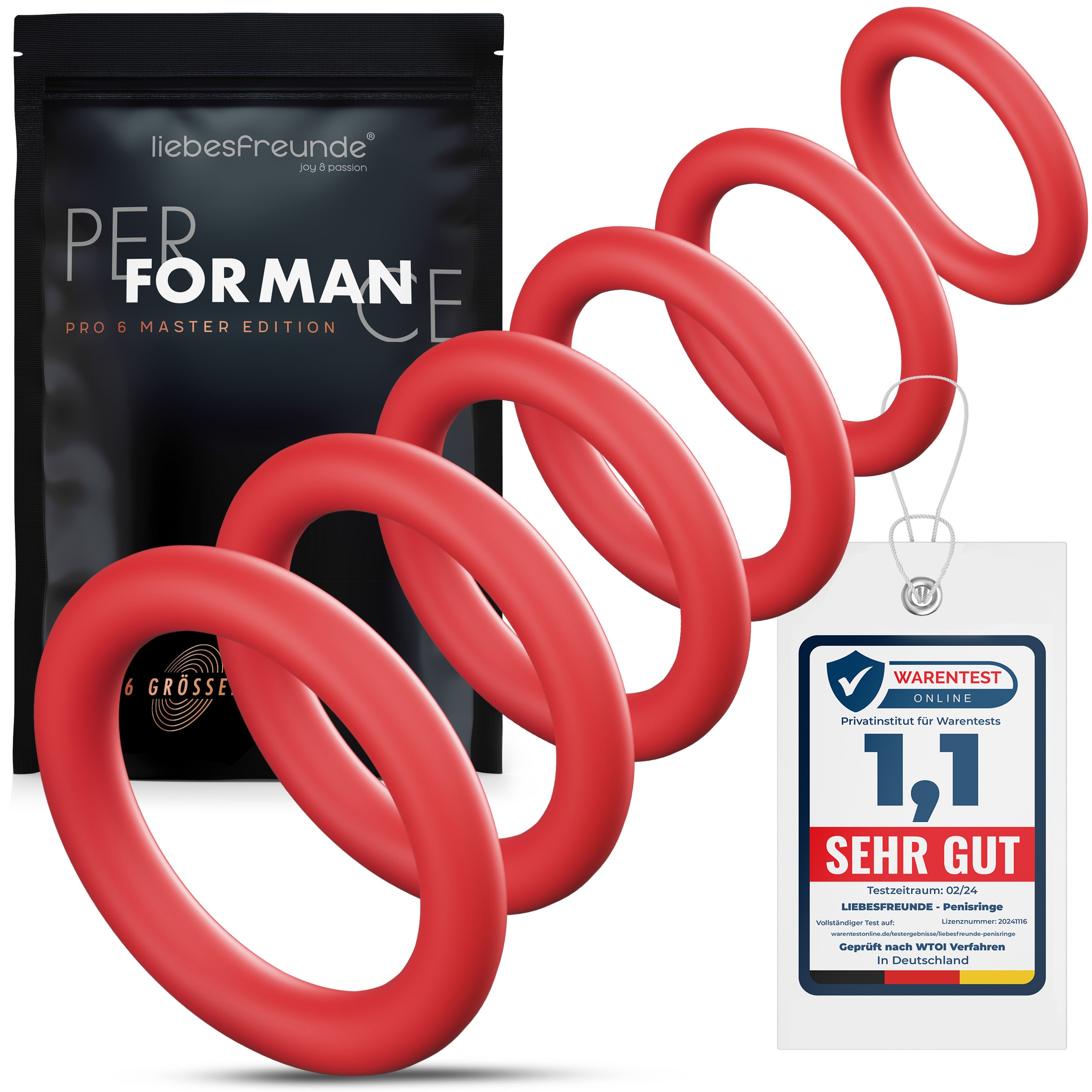 Liebesfreunde Penisringe PRO 6 MASTER PRO, rot