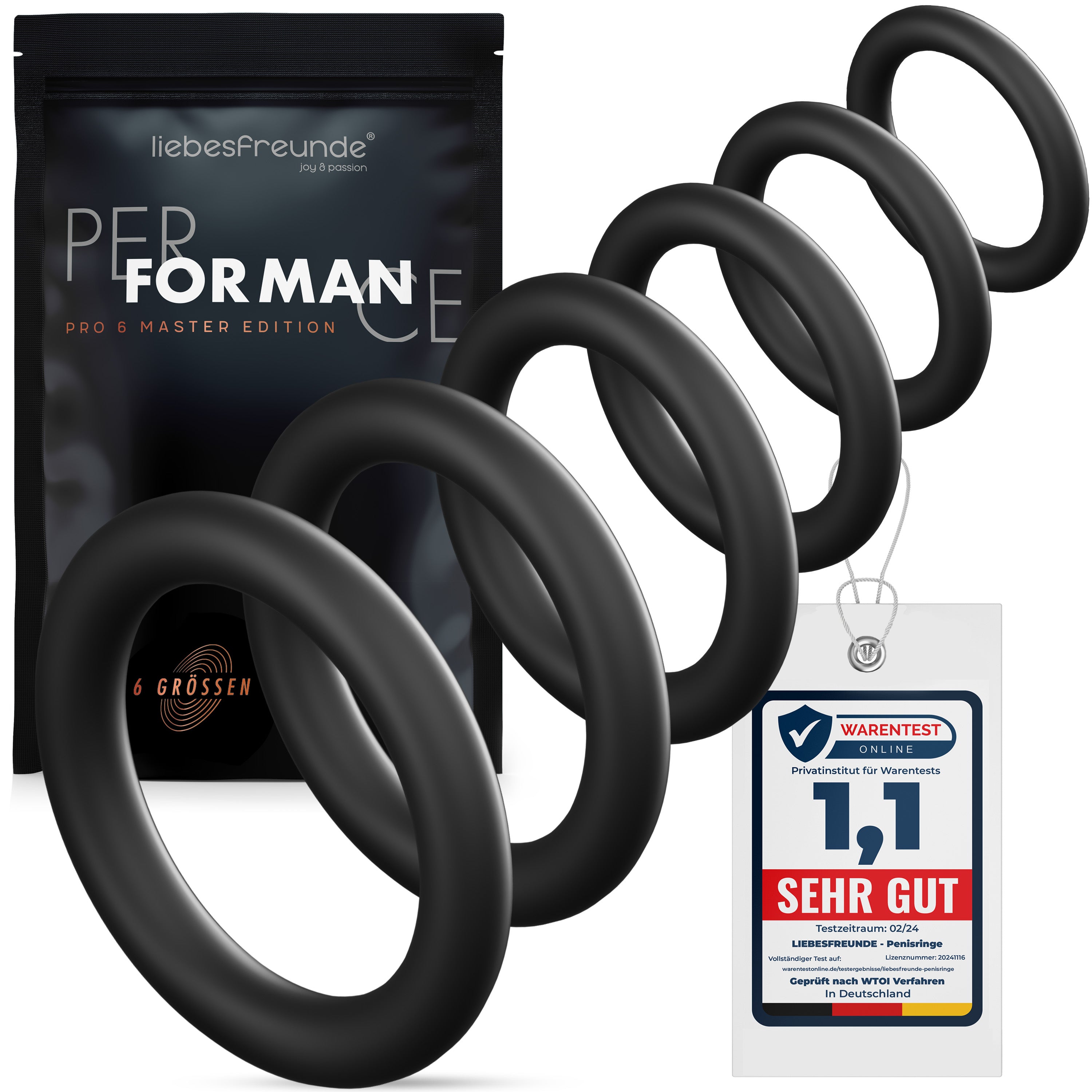 Liebesfreunde Penisringe PRO 6 MASTER PRO, schwarz