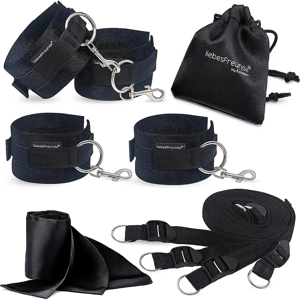 Liebesfreunde Bondage Bettfessel-Set inkl. Augenbinde