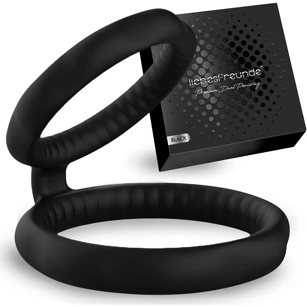 Liebesfreunde Dual Penisring, schwarz