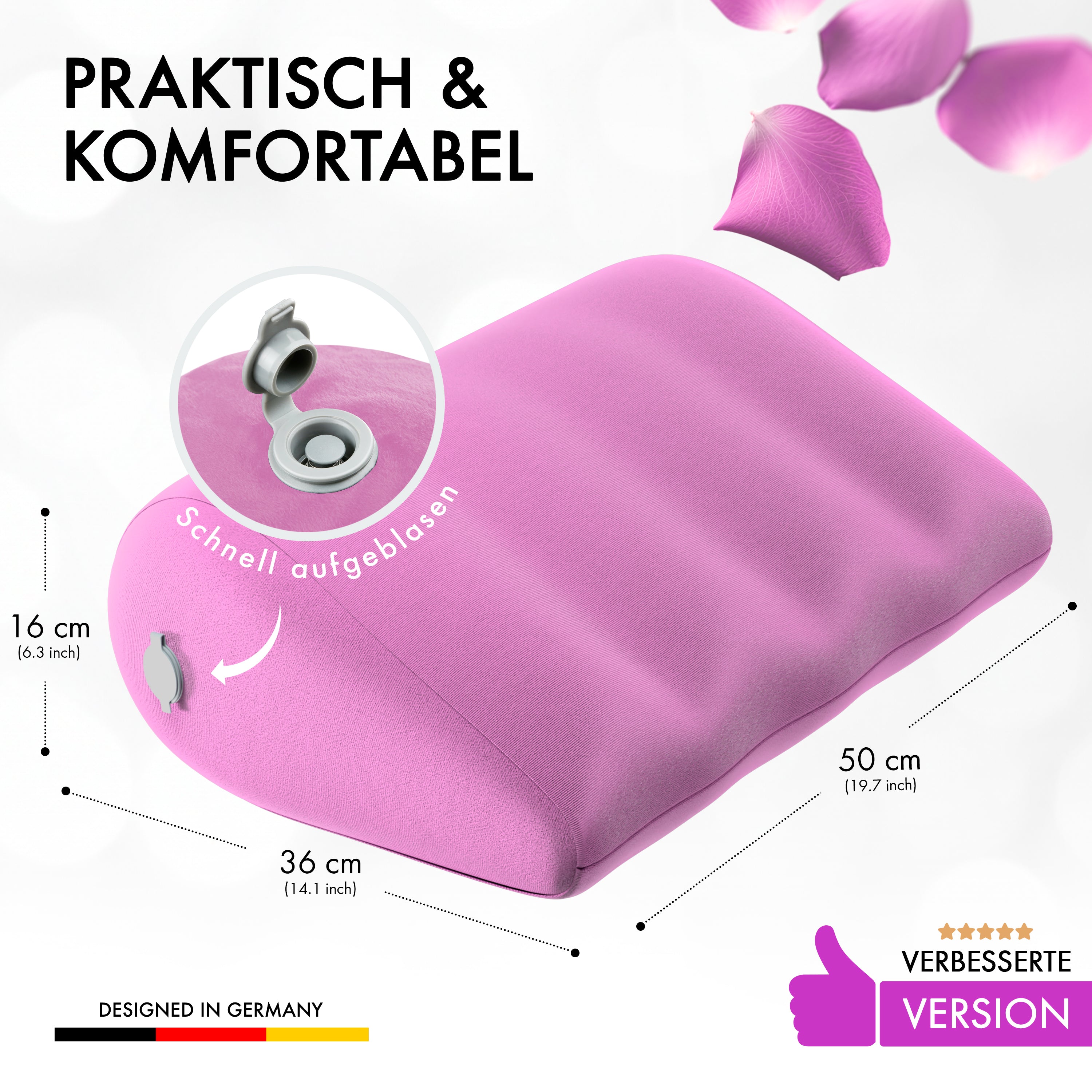 Liebesfreunde Aufblasbares Sexkissen mit Bezug für erotische Stellungen, pink