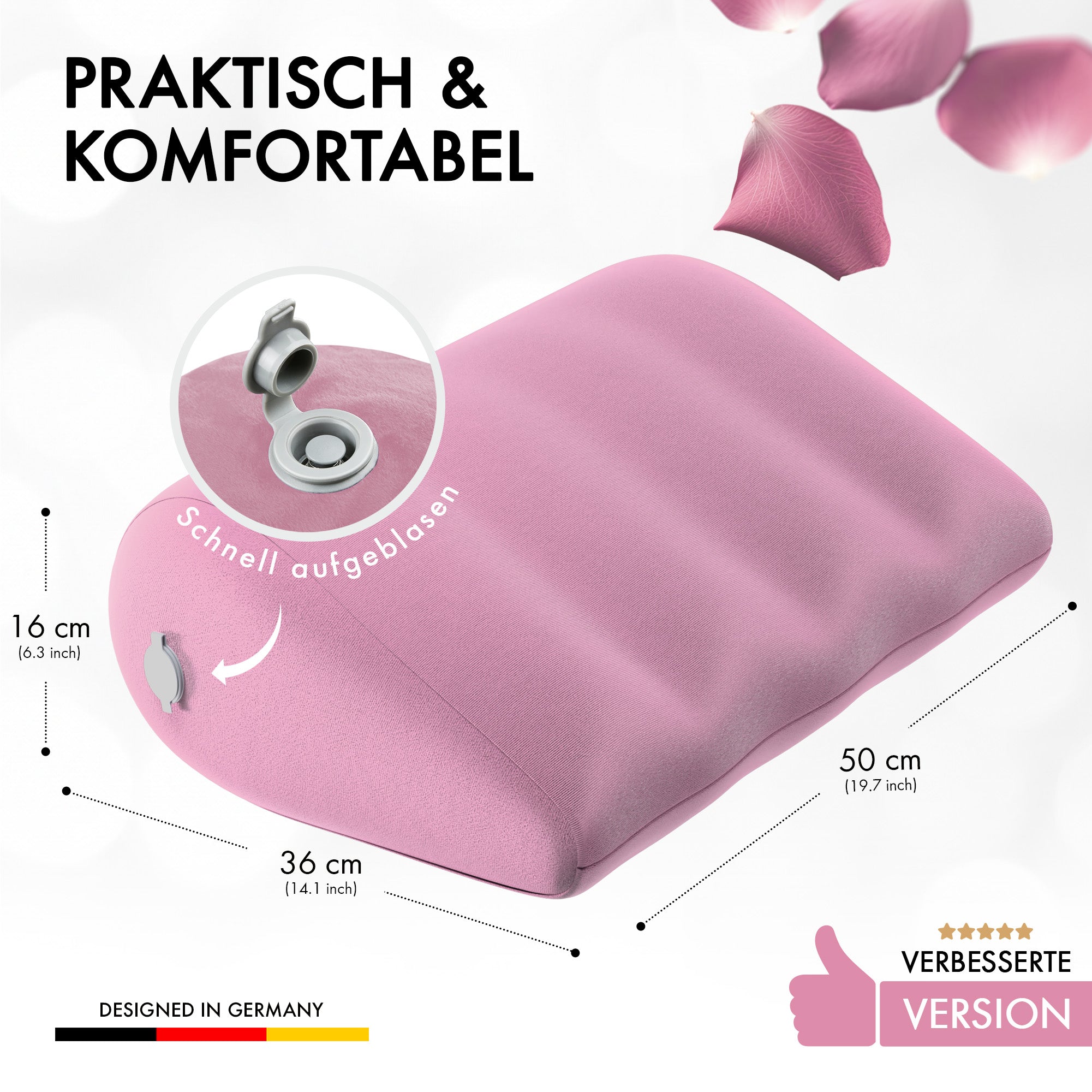 Liebesfreunde Aufblasbares Sexkissen mit Bezug für erotische Stellungen, rosa
