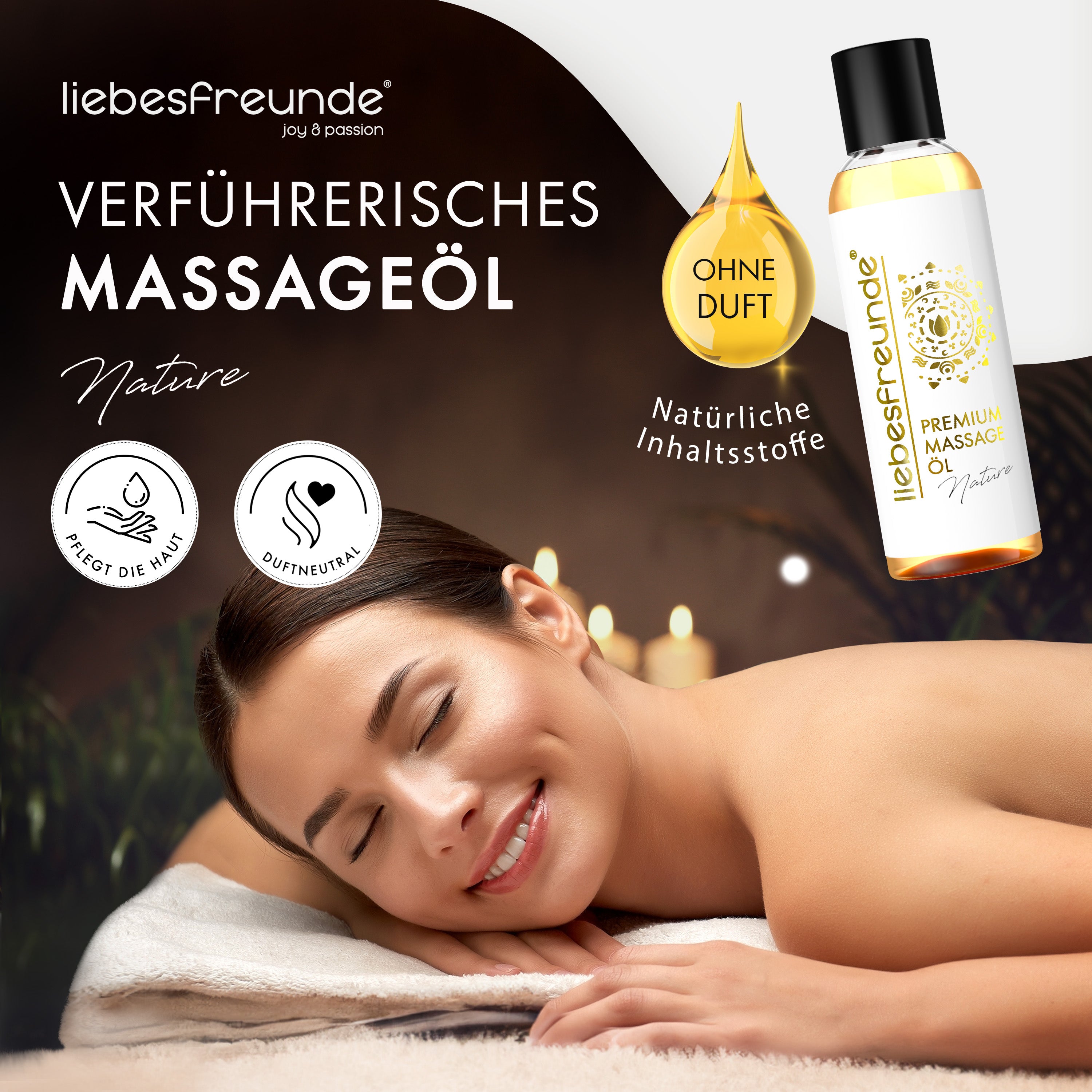 Liebesfreunde Erotik Massageöl Nature, duftneutral 150 ml