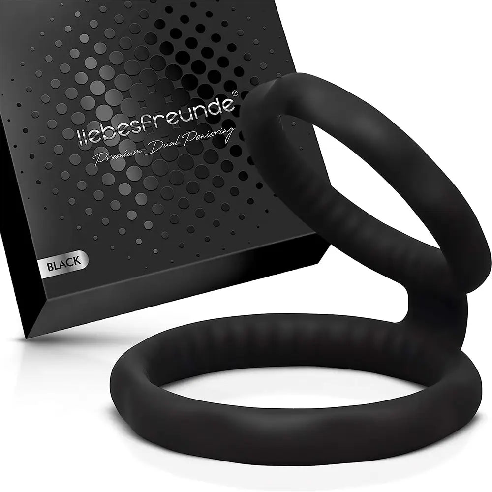 Liebesfreunde Dual Penisring, schwarz