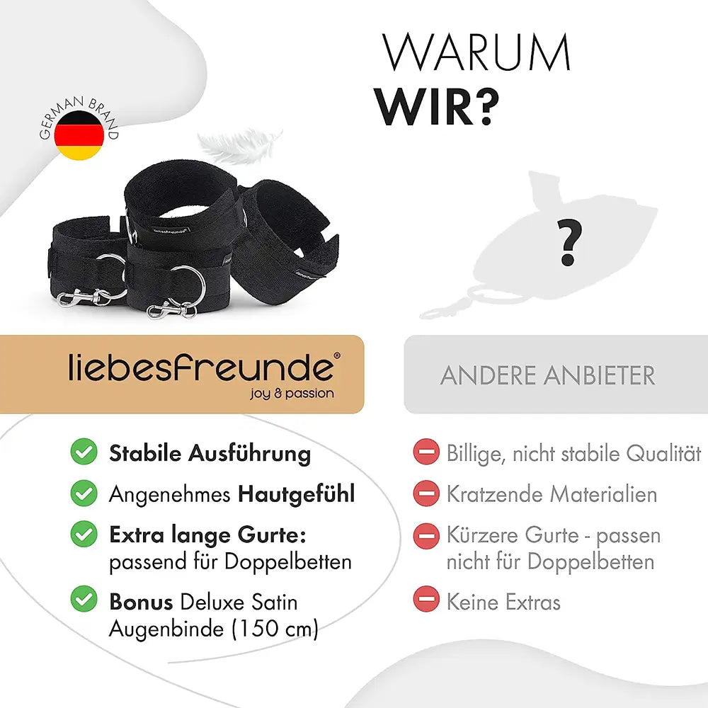 Liebesfreunde Bondage Bettfessel-Set inkl. Augenbinde