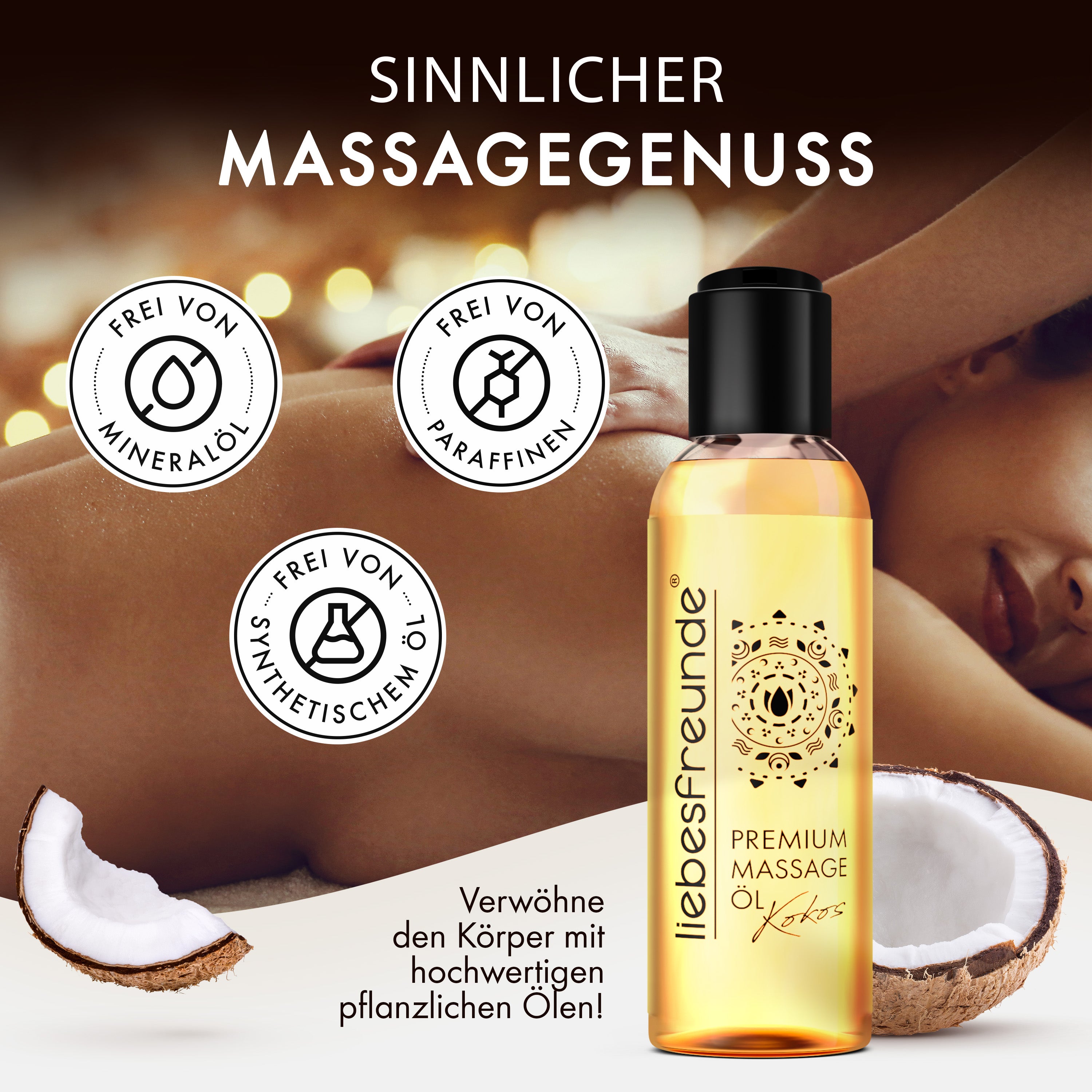 Liebesfreunde Erotik Massageöl Kokos, 150 ml