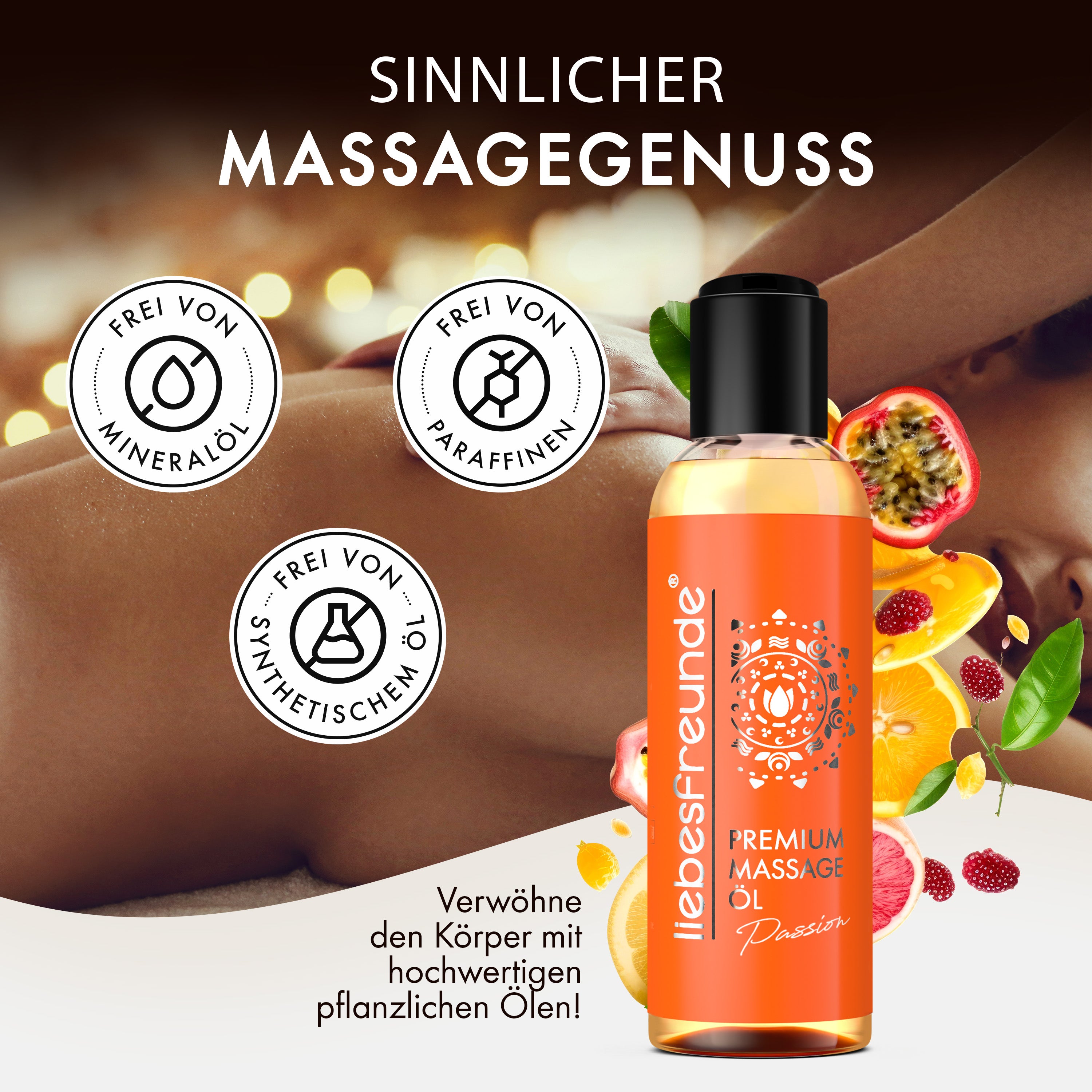 liebesfreunde® Massageöl Passion - Sinnliches Massage Öl zur Entspannung für Paare, 150 ml