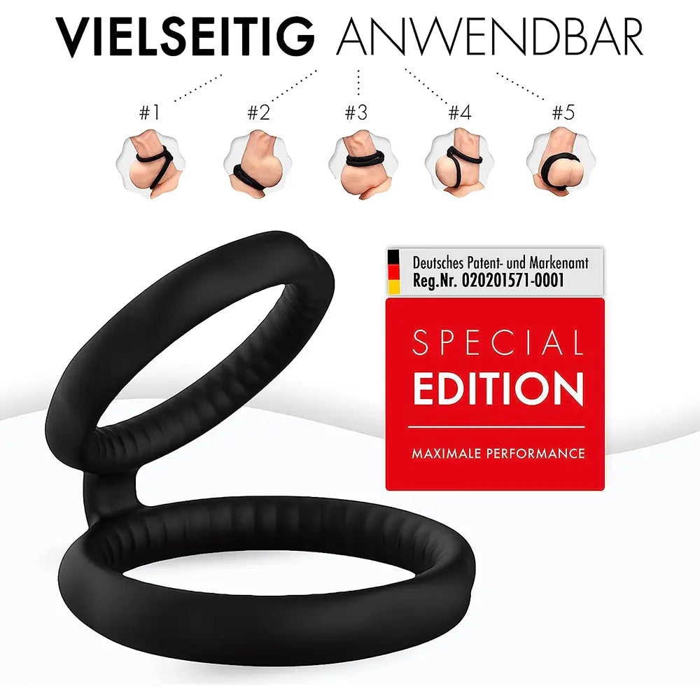 Liebesfreunde Dual Penisring, schwarz