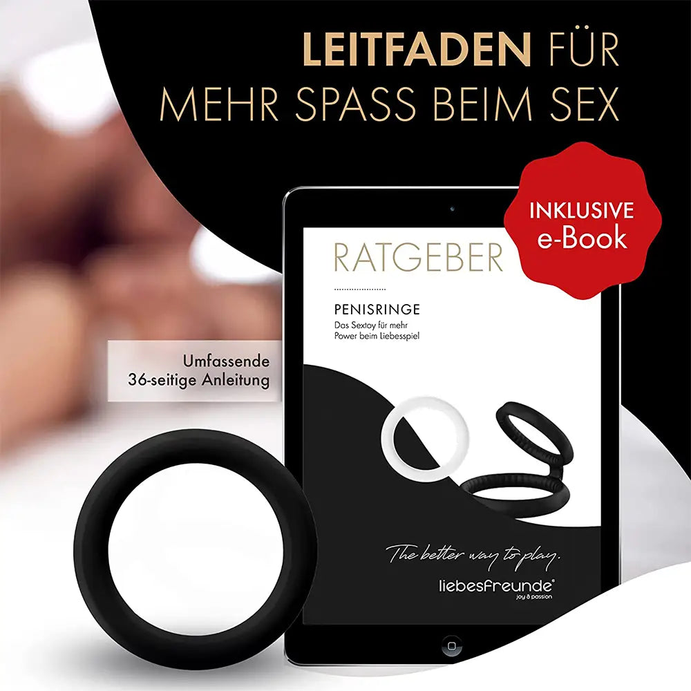 liebesfreunde® Penisring Set - Cockring Sexspielzeug für Paare zur Potenzsteigerung (schwarz)