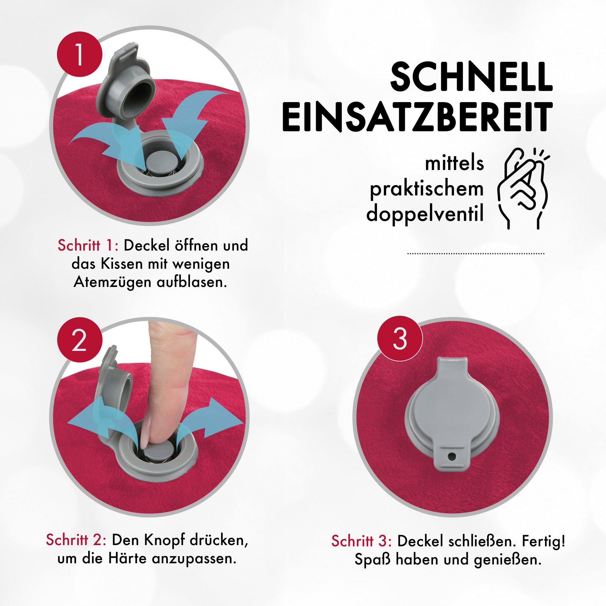 Liebesfreunde Aufblasbares Sexkissen für erotische Stellungen, rot
