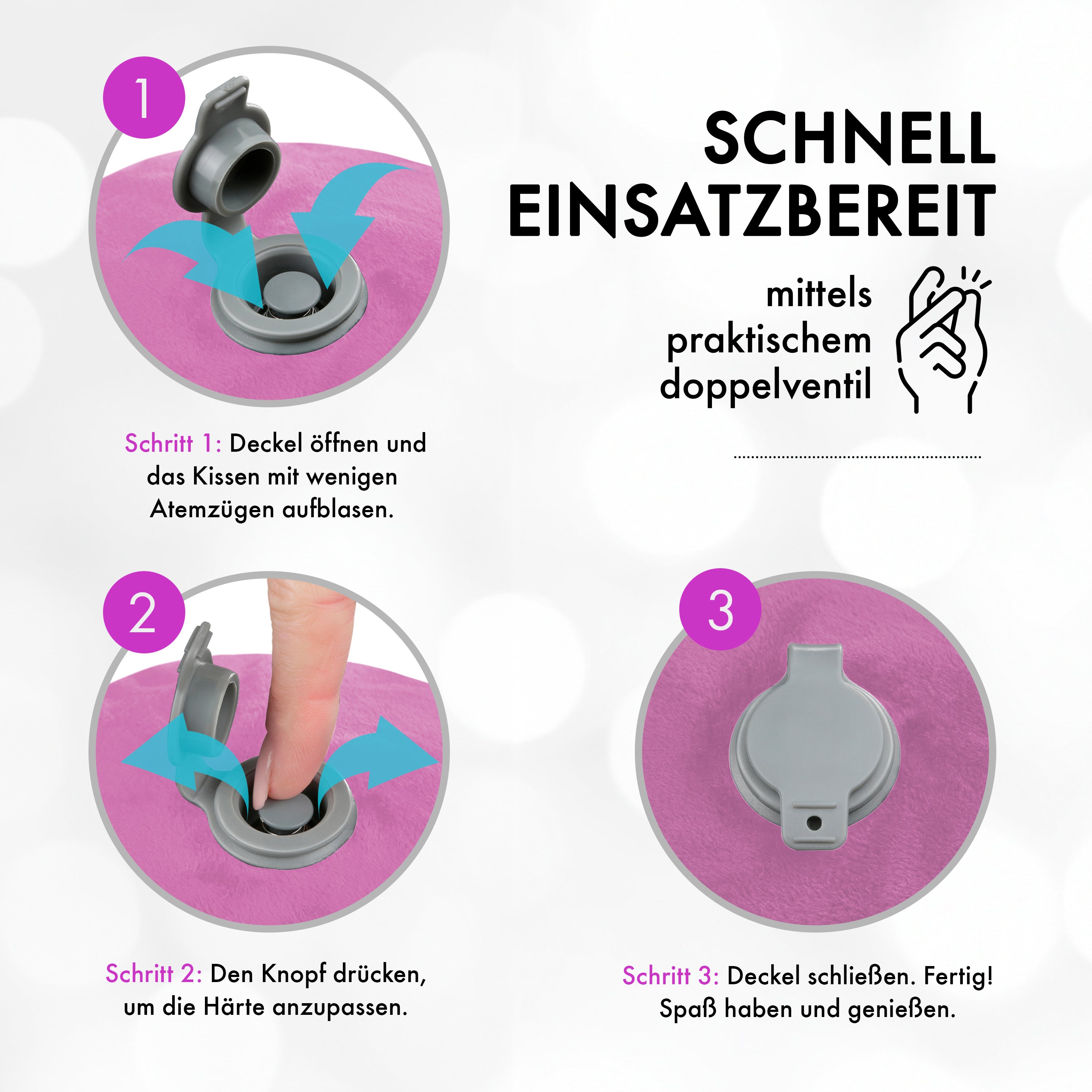 Liebesfreunde Aufblasbares Sexkissen mit Bezug für erotische Stellungen, pink