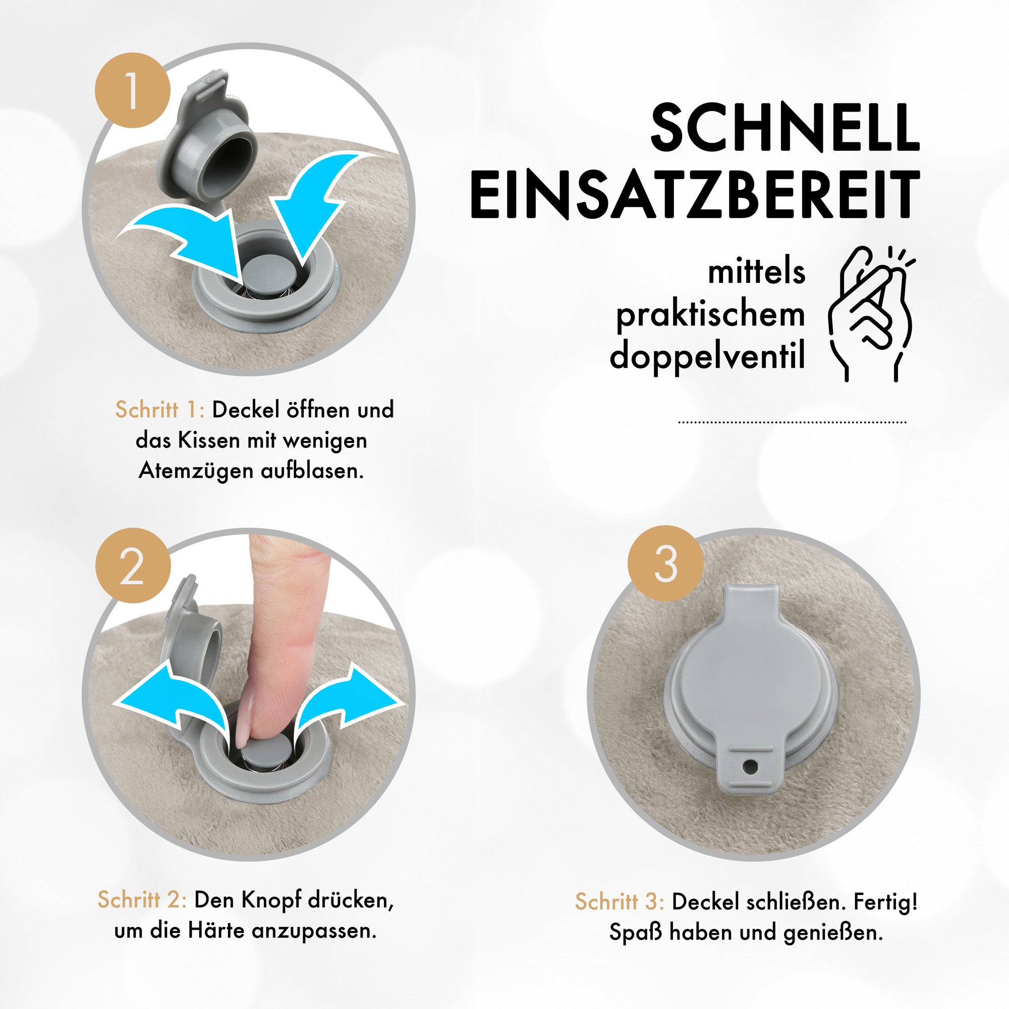 Liebesfreunde Aufblasbares Sexkissen für Sexstellungen, beige