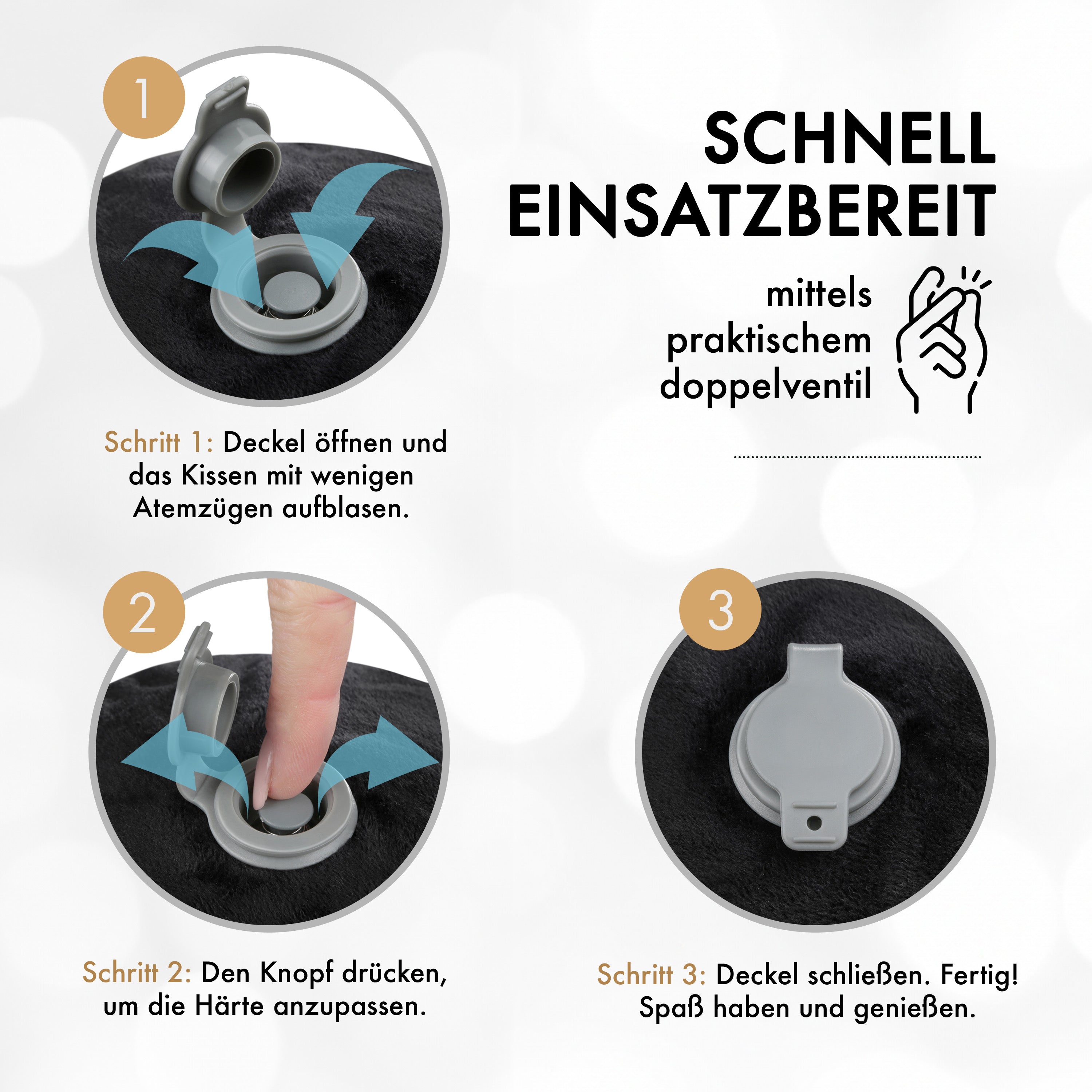 liebesfreunde® Sex Lendenkissen für mehr Spaß - Kissen (aufblasbar) für Sexstellungen - Sexspielzeug für Paare, schwarz