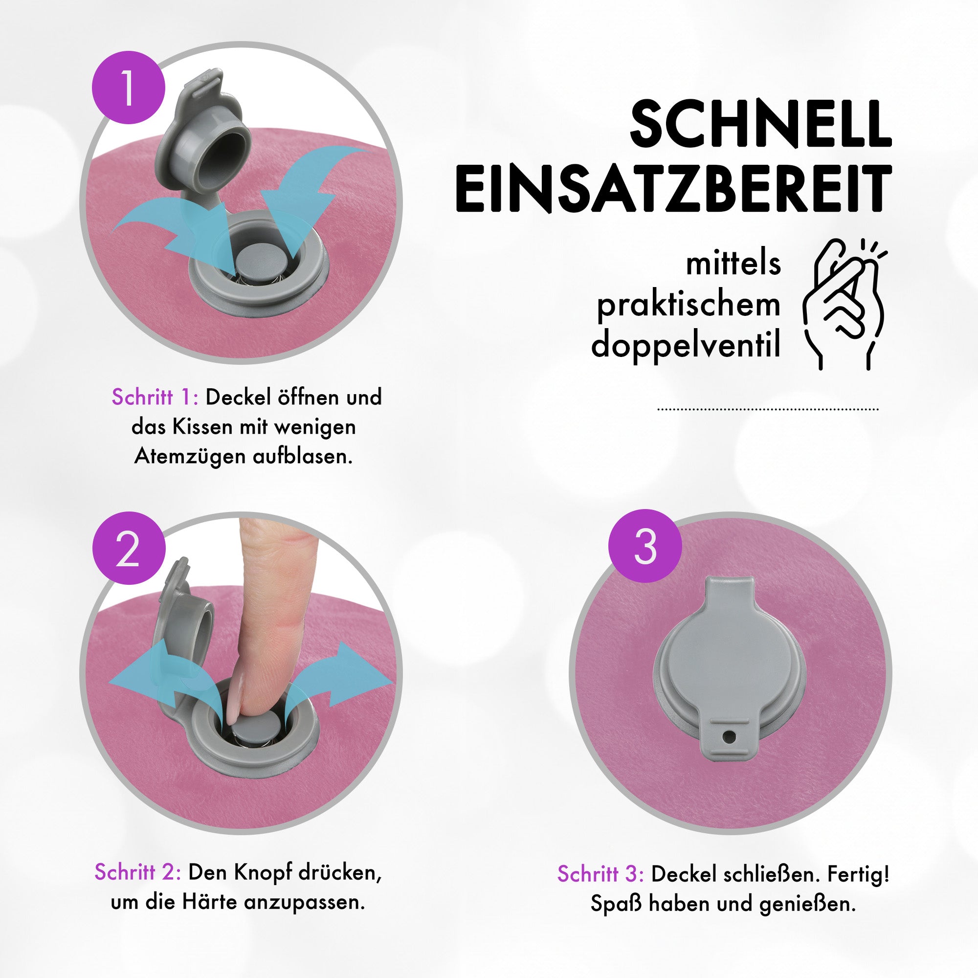 Liebesfreunde Aufblasbares Sexkissen mit Bezug für erotische Stellungen, rosa