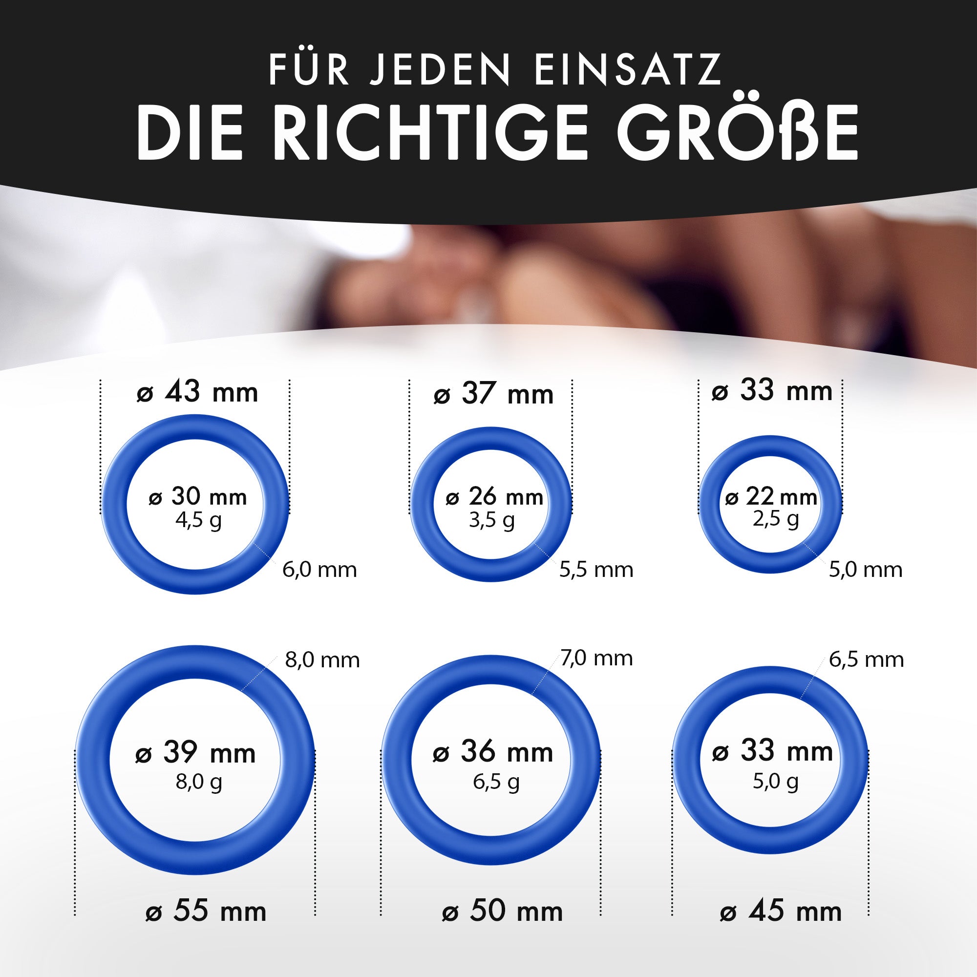 liebesfreunde® Silikon Penisringe Sex Spielzeug für Männer - Cockring Sexspielzeug für den Mann (blau)
