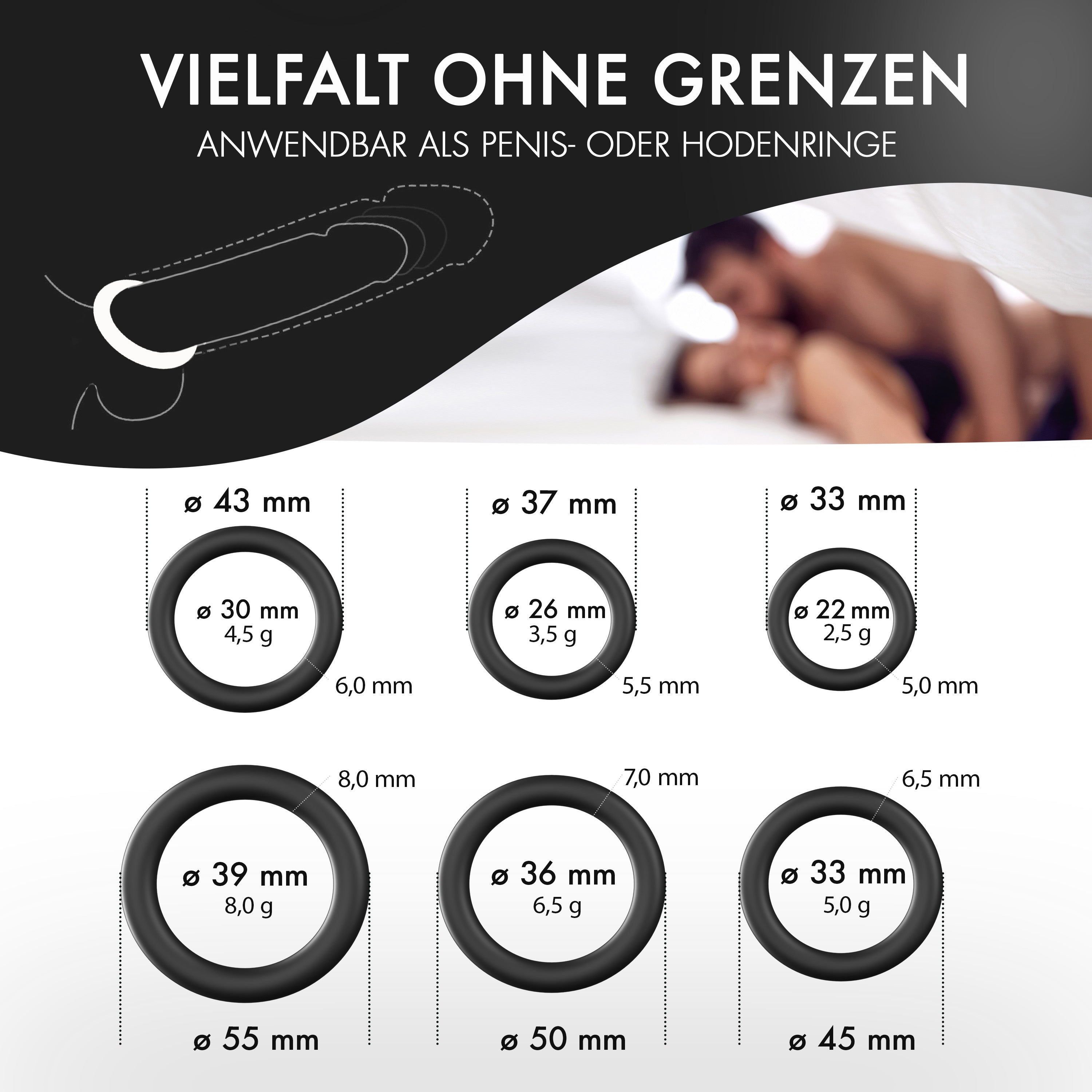 Liebesfreunde Penisringe PRO 6 MASTER PRO, schwarz