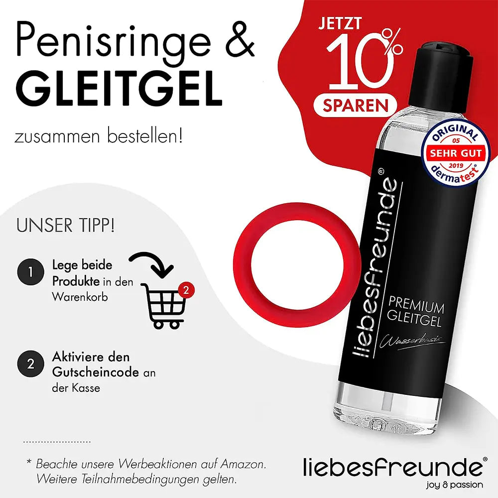 liebesfreunde® Penisring Set - Cockringe für Männer aus Silikon - Sextoy-Set für Paare zur Steigerung der Potenz (rot)