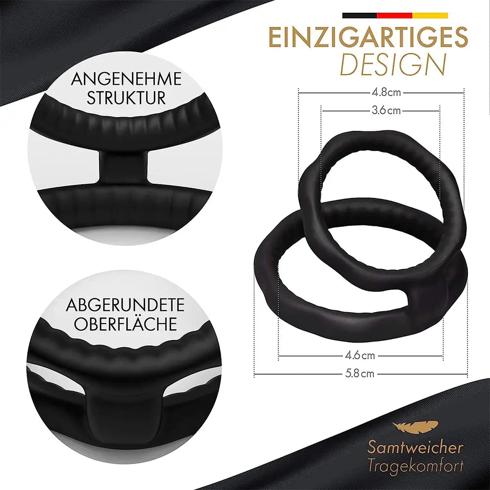 Liebesfreunde Dual Penisring, schwarz
