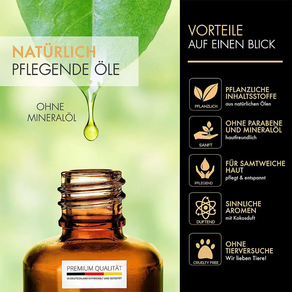 liebesfreunde® Erotik Massageöl Kokos zur Entspannung – Erotisches Massage Öl, 150 ml