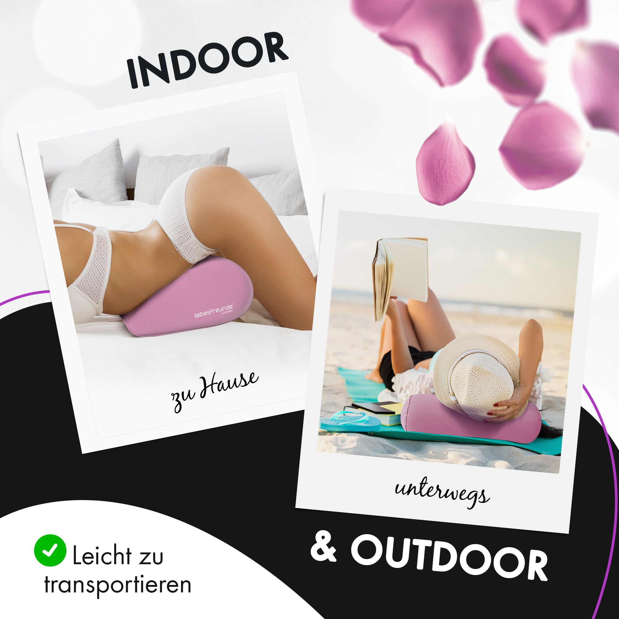 Liebesfreunde Aufblasbares Sexkissen mit Bezug für erotische Stellungen, rosa