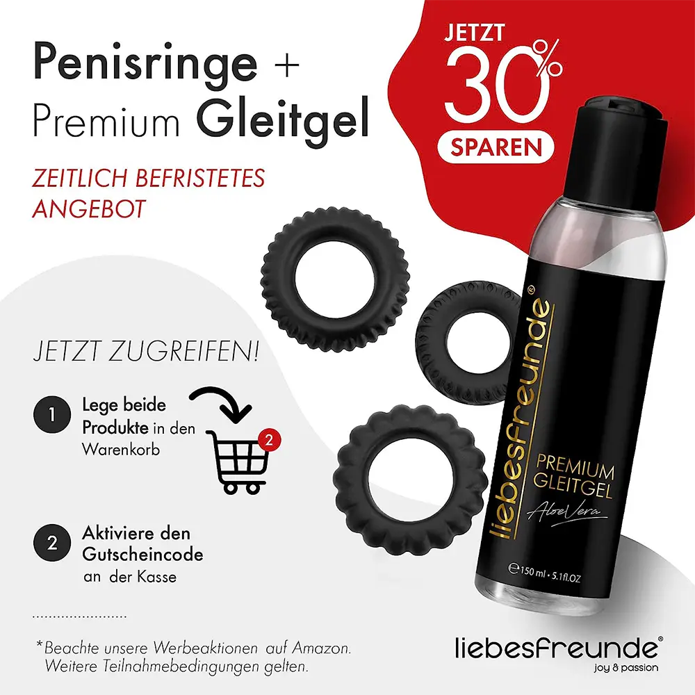 liebesfreunde® Cockring Penisring Silikon Set - Penisringe für Männer zur Verzögerung der Ejakulation und eine harte Erektion - Pleasure Ring Sexspielzeug schwarz