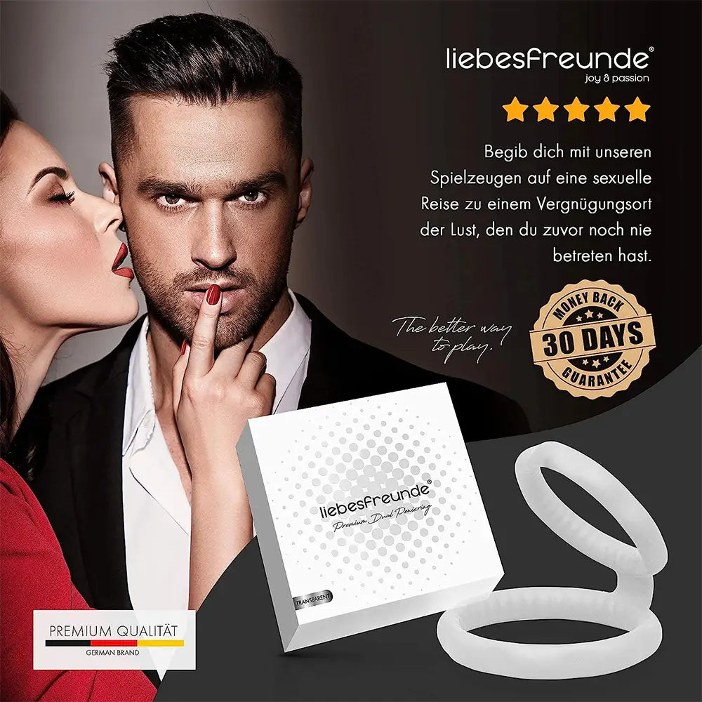 Liebesfreunde Dual Penisring zur Potenzsteigerung, weiß