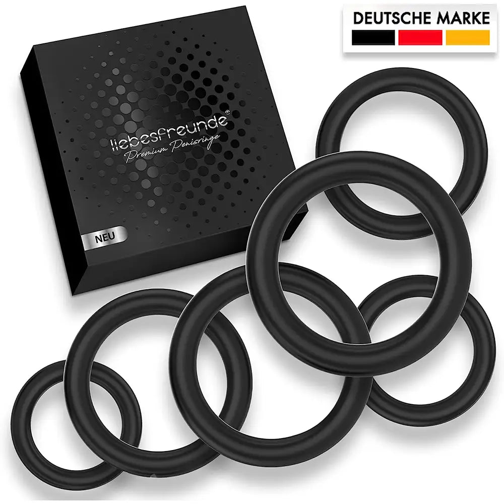 liebesfreunde® Penisring Set - Cockring Sexspielzeug für Paare zur Potenzsteigerung (schwarz)