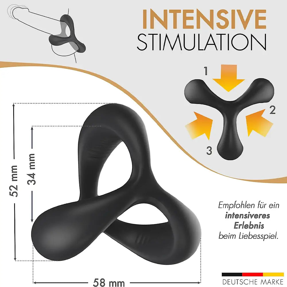 liebesfreunde® Dual Penisring Sex-Spielzeug für Männer - Cockring und Hodenring Sextoy für eine extrem starke Erektion Schwarz
