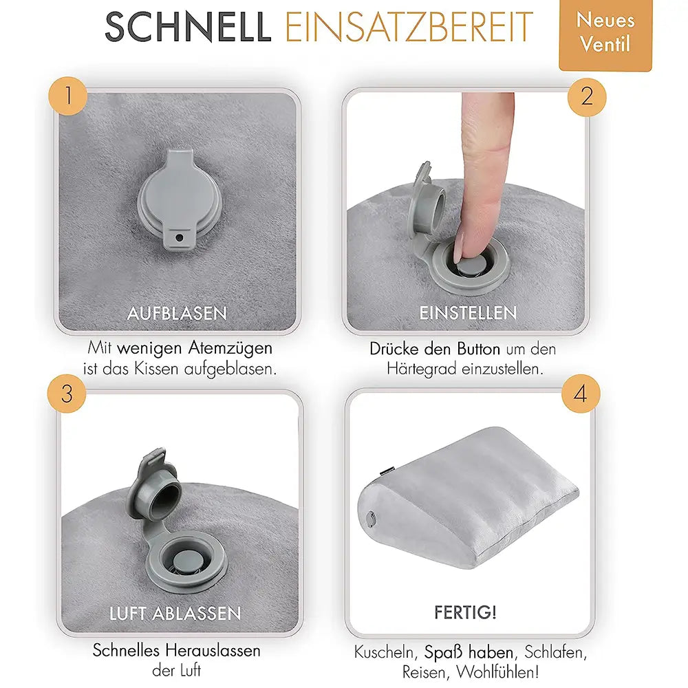 liebesfreunde® Sexkissen für Paare aufblasbar - Sex Kissen mit Bezug I Keilkissen Lendenkissen, hellgrau