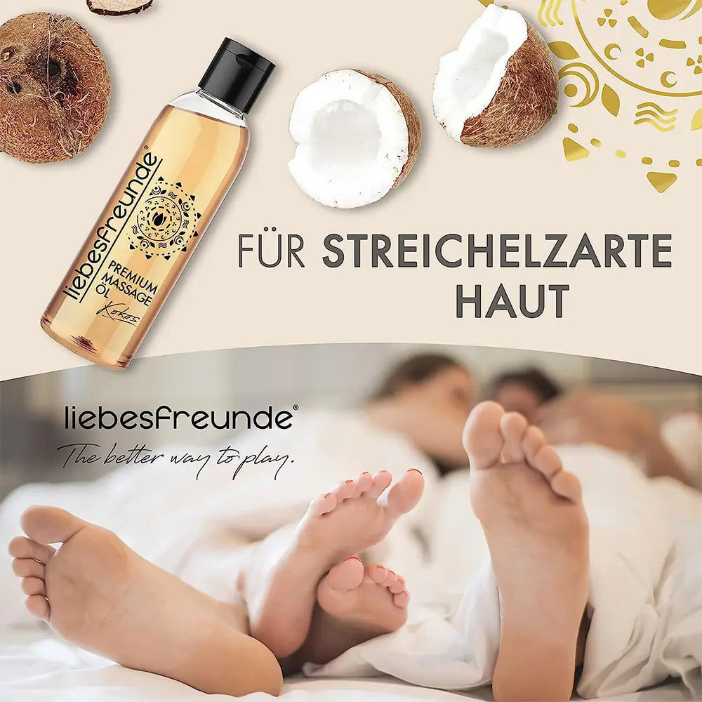 liebesfreunde® Erotik Massageöl Kokos zur Entspannung – Erotisches Massage Öl, 150 ml