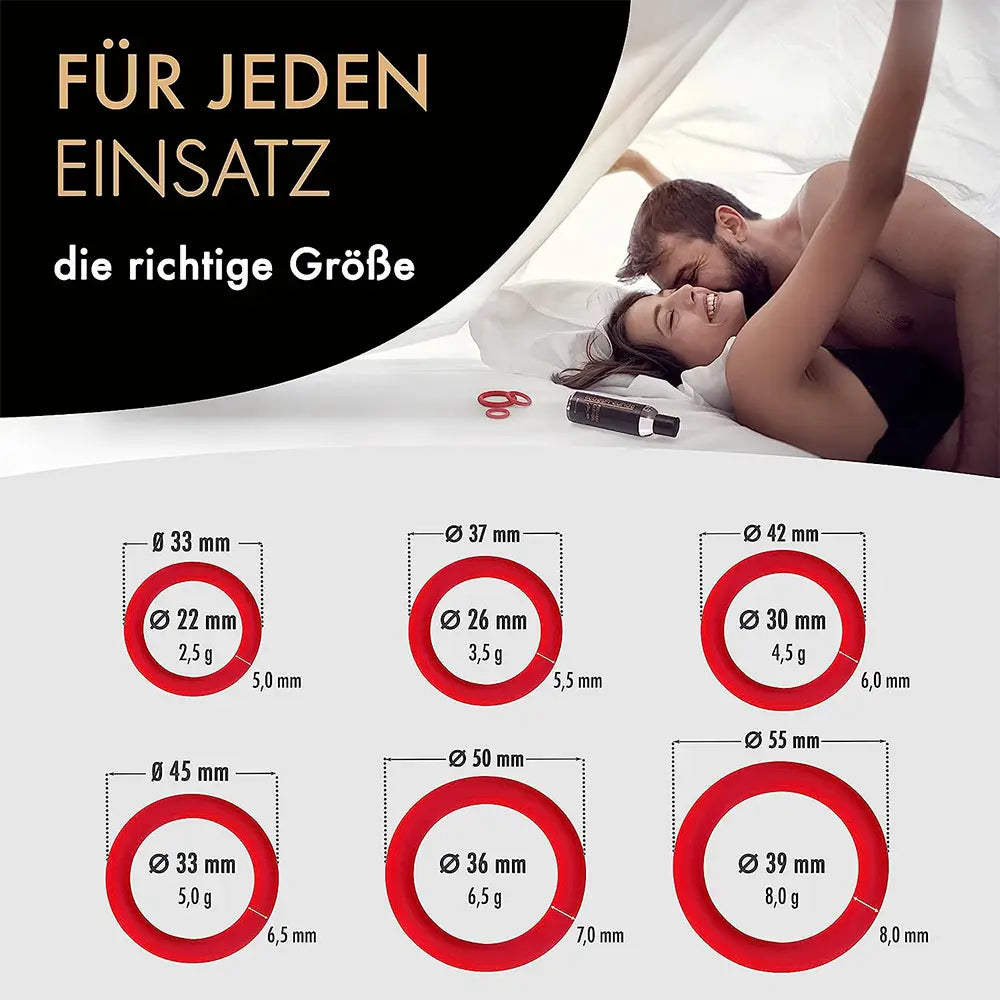 liebesfreunde® Penisring Set - Cockringe für Männer aus Silikon - Sextoy-Set für Paare zur Steigerung der Potenz (rot)