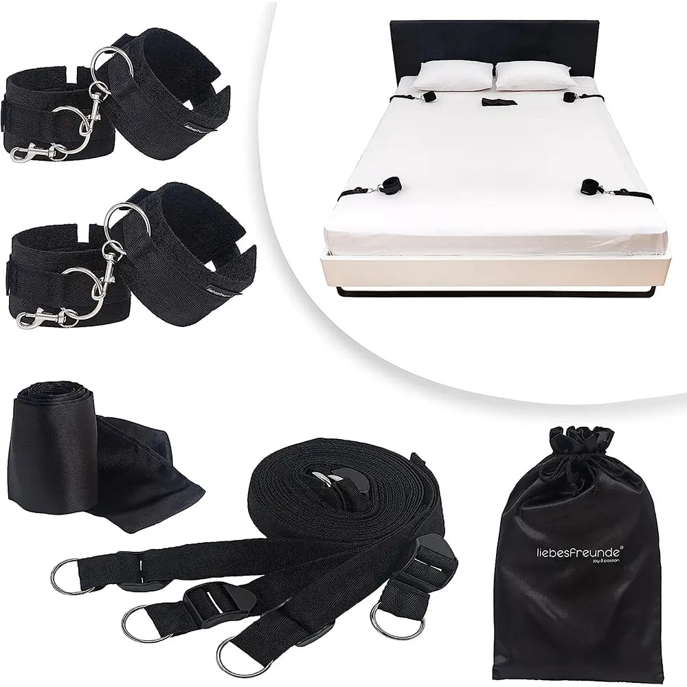 Liebesfreunde Bondage Bettfessel-Set inkl. Augenbinde