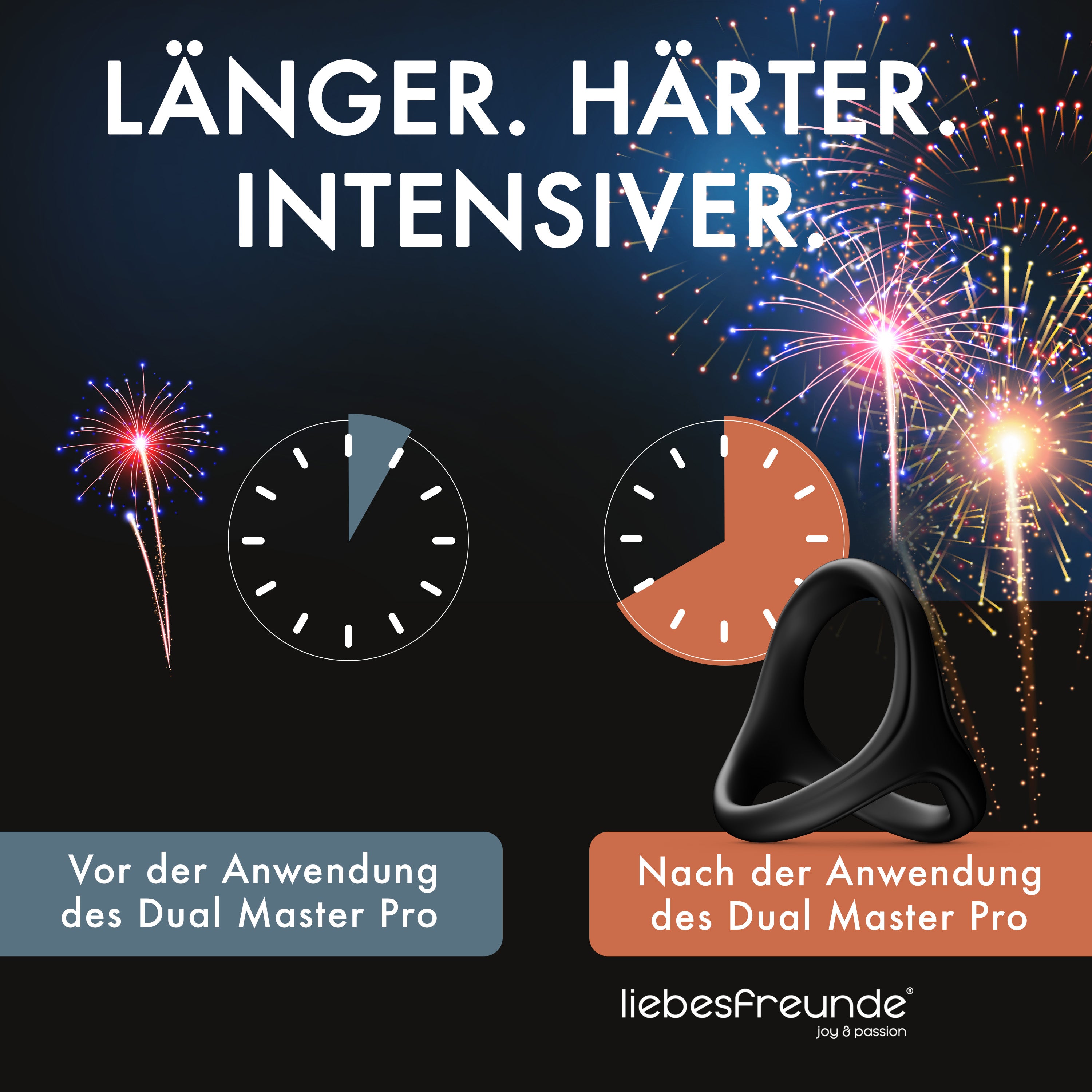 Liebesfreunde Dual Master Pro Penisring, schwarz (M)