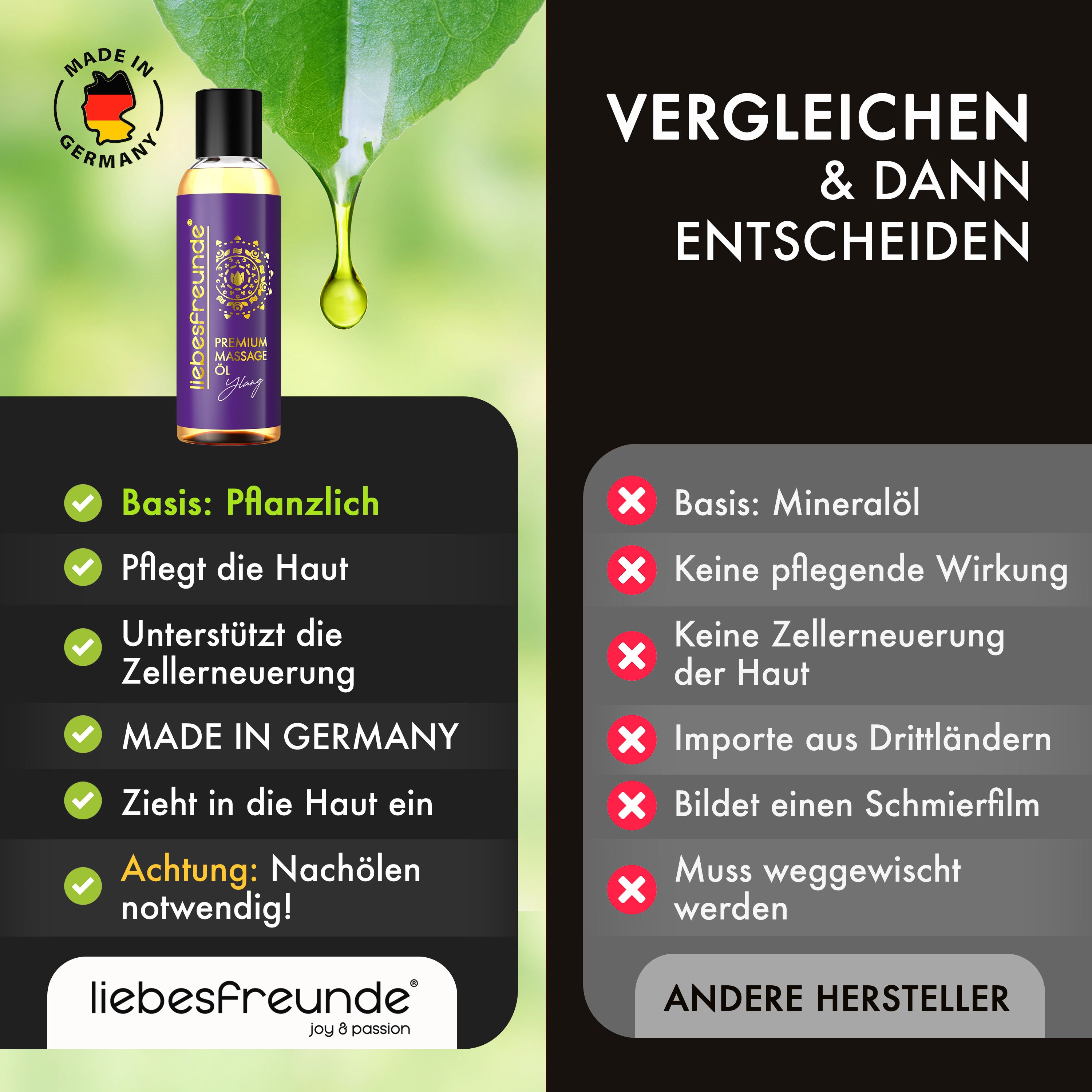Liebesfreunde Erotik Massageöl Ylang, 150 ml