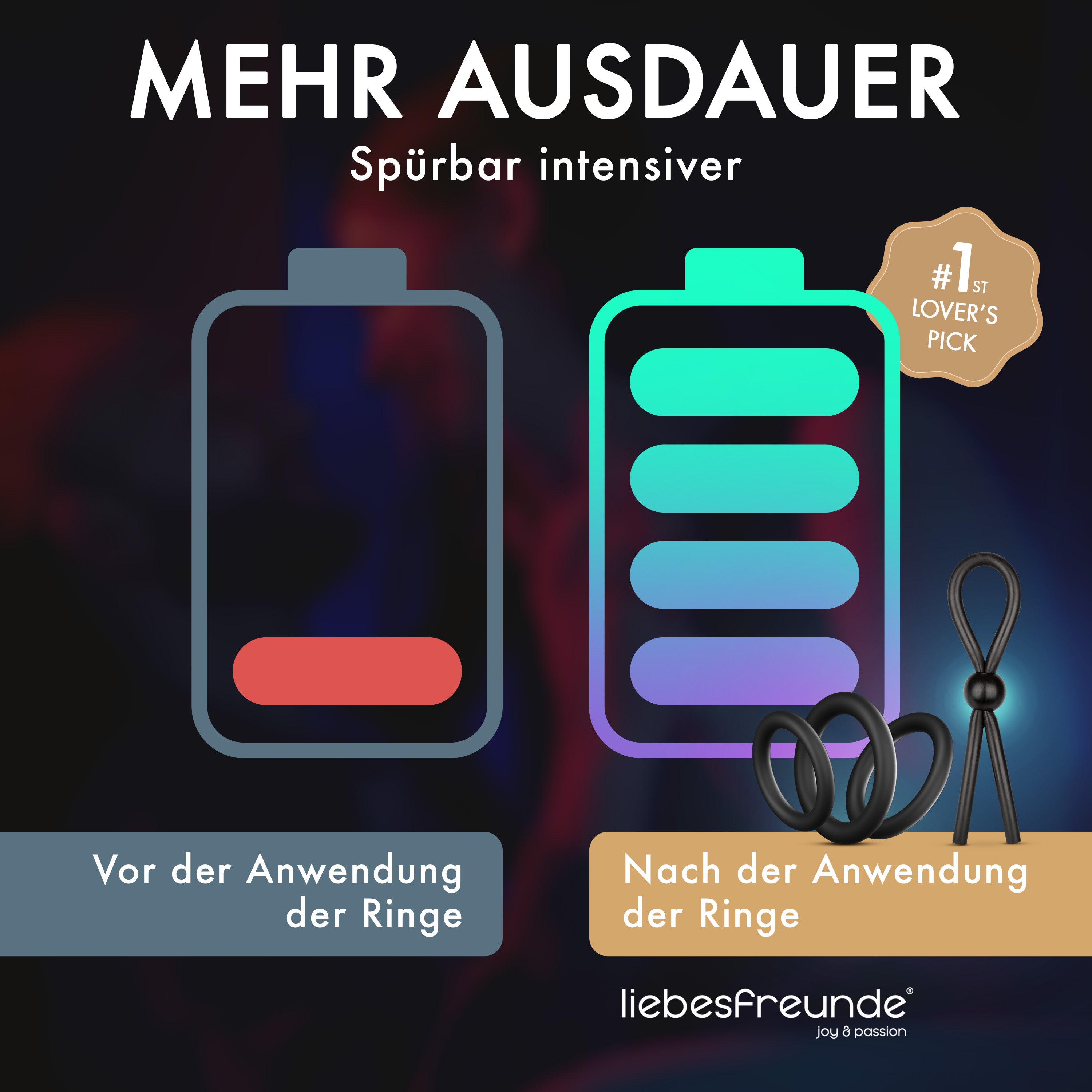 liebesfreunde® Cockring Set für Männer - Silikon Penisring Hodenring & Penisschlaufe - Sexspielzeug für Paare zur Potenzsteigerung