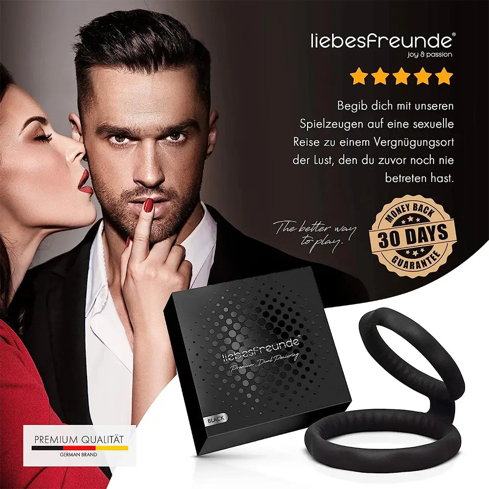 Liebesfreunde Dual Penisring, schwarz