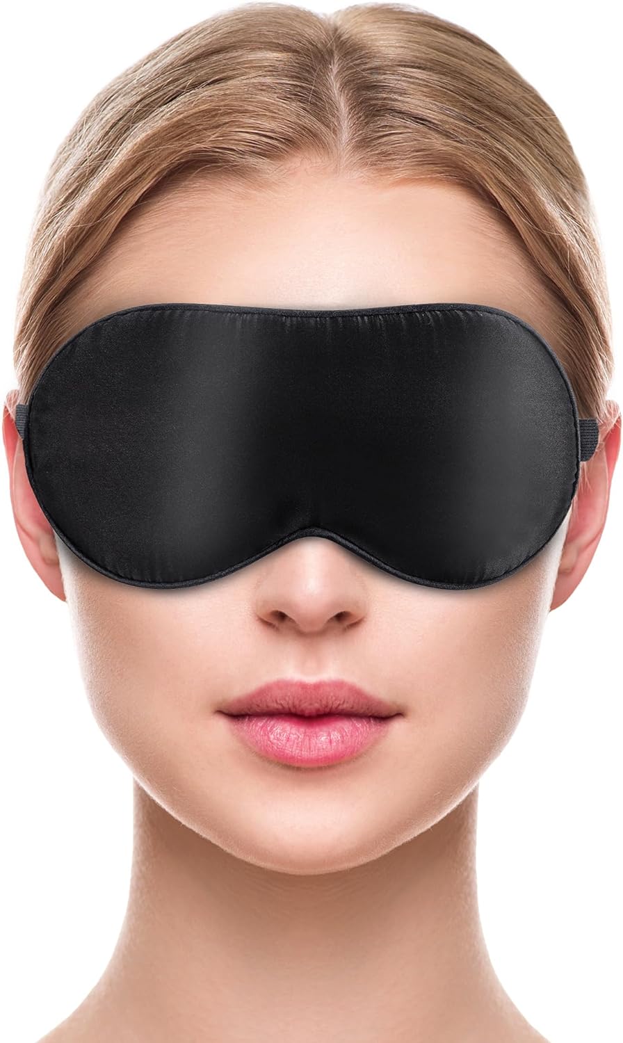 liebesfreunde® Augenmaske aus 100% echter Seide - bequem & weich - Schlafmaske für Frauen und Männer - Augenbinde, schwarz