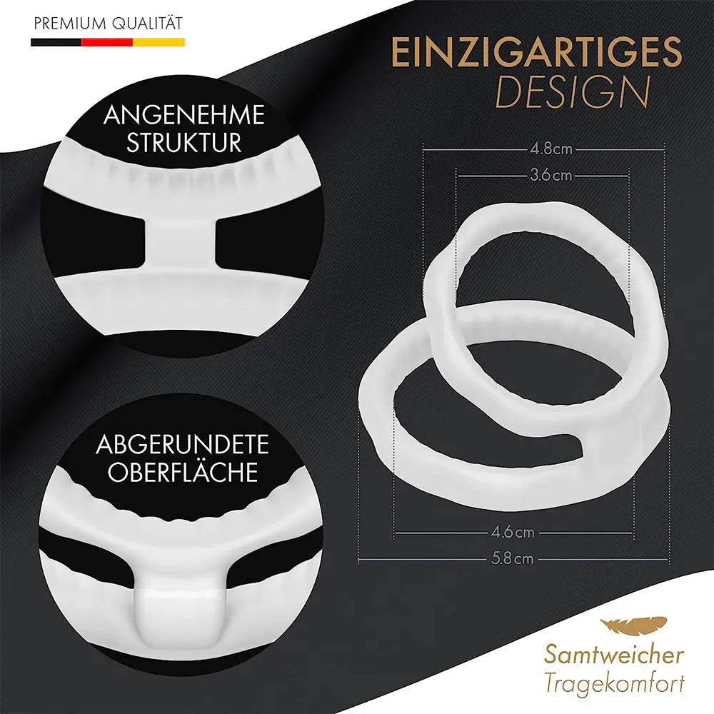 Liebesfreunde Dual Penisring zur Potenzsteigerung, weiß