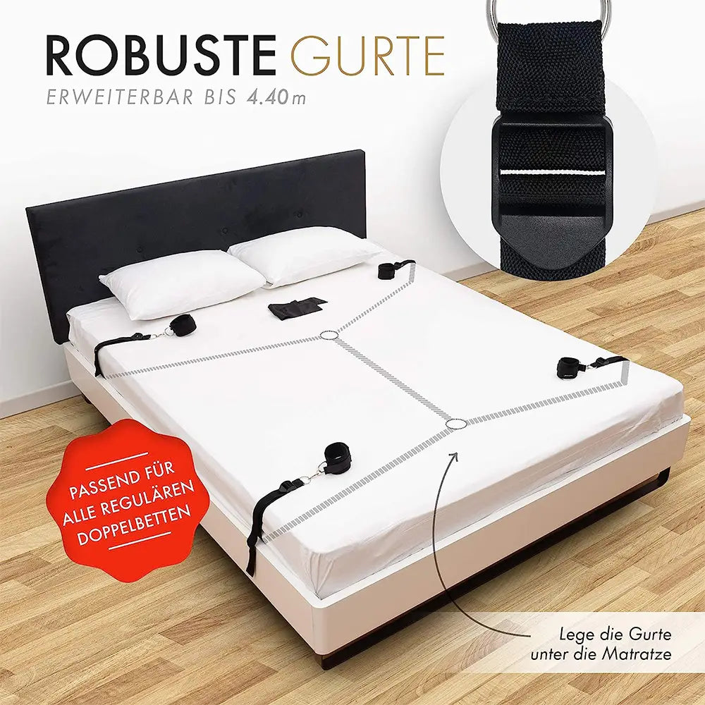 Liebesfreunde Bondage Bettfessel-Set inkl. Augenbinde