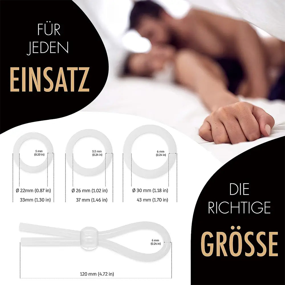 liebesfreunde® Penisring Set für Männer - Cockringe + verstellbare Penisschlaufe I Sextoy-Set für eine starke Erektion