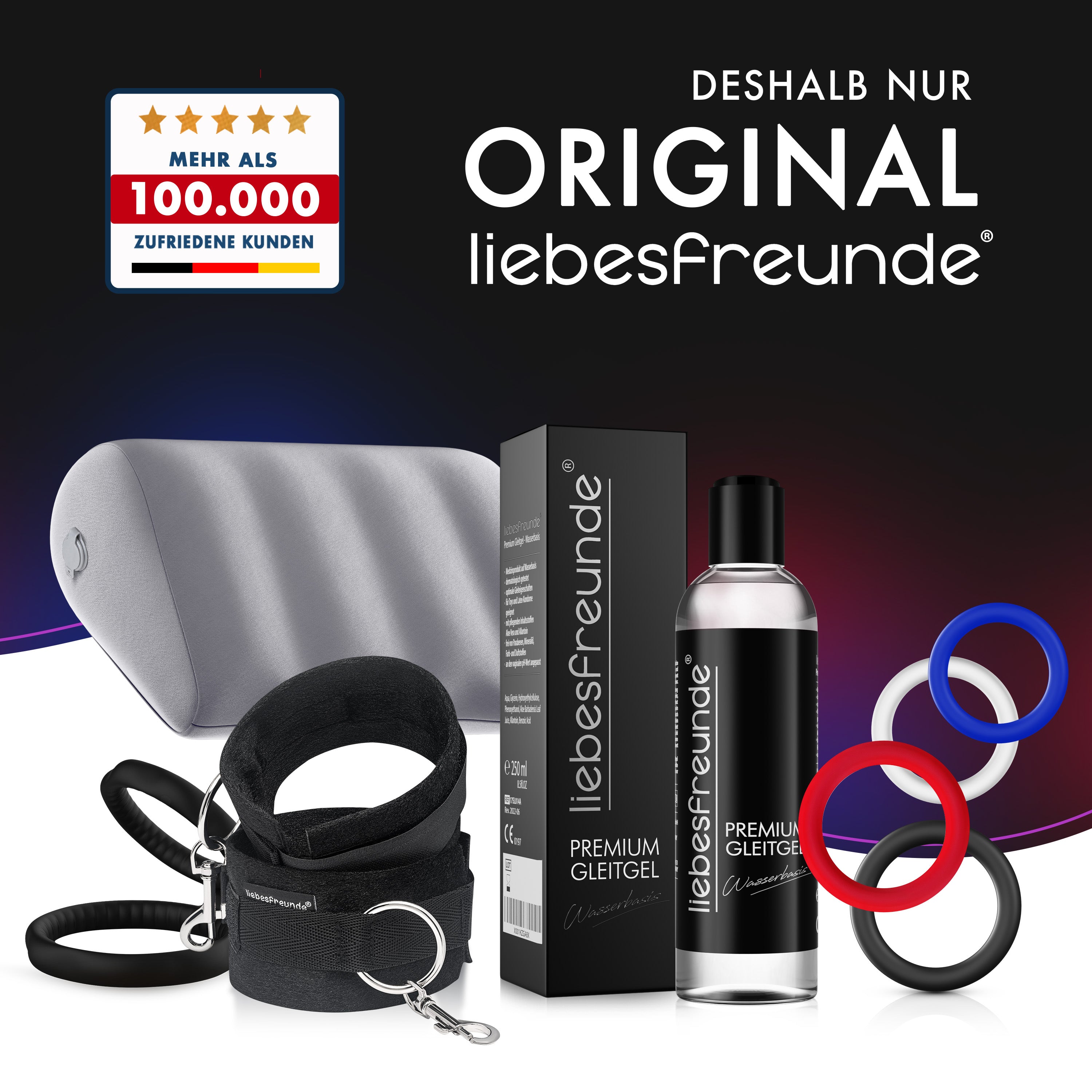 liebesfreunde® Sex-Kissen Lendenkissen - Aufblasbares Liebeskissen für erotische Sexstellungen - Sexspielzeug für Paare, grau