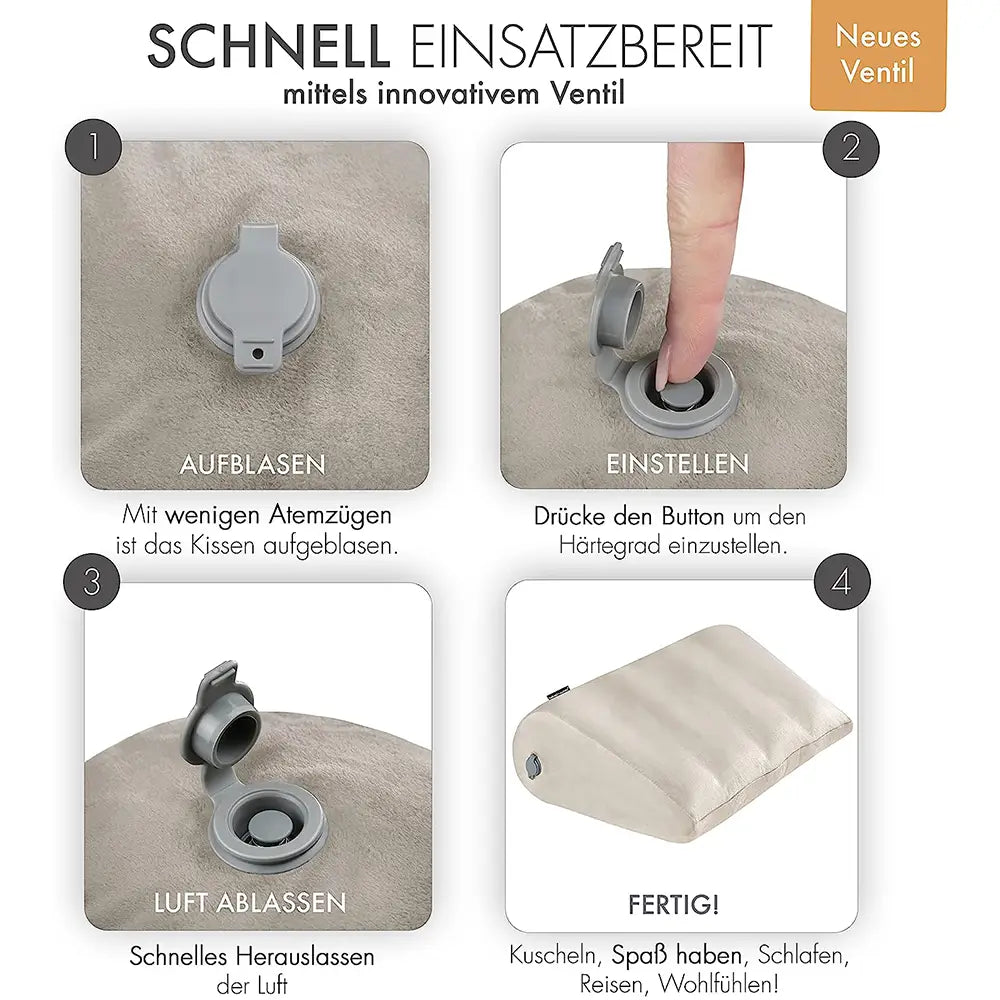 liebesfreunde® Sexkissen mit Bezug, aufblasbar - Praktisches Liebeskissen, Sex Kissen, beige
