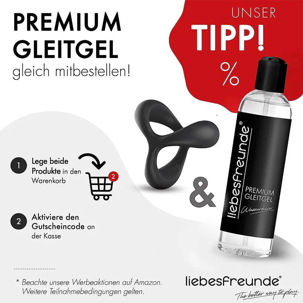 liebesfreunde® Dual Penisring Sex-Spielzeug für Männer - Cockring und Hodenring Sextoy für eine extrem starke Erektion Schwarz